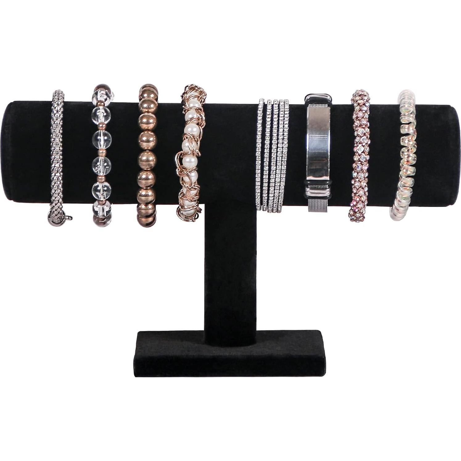 Soporte para Pulseras Julysky T Bar Negro 1 Nivel Terciopelo