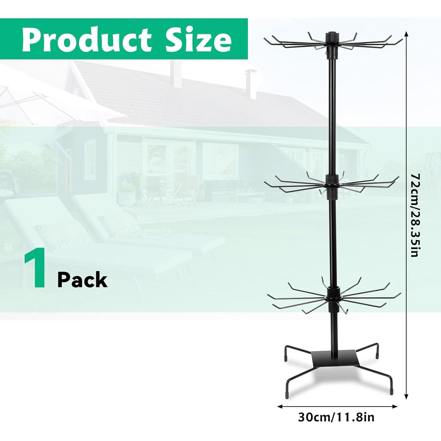 Soporte de Joyería Rotatorio Lemecima 3 Niveles Negro 72 cm