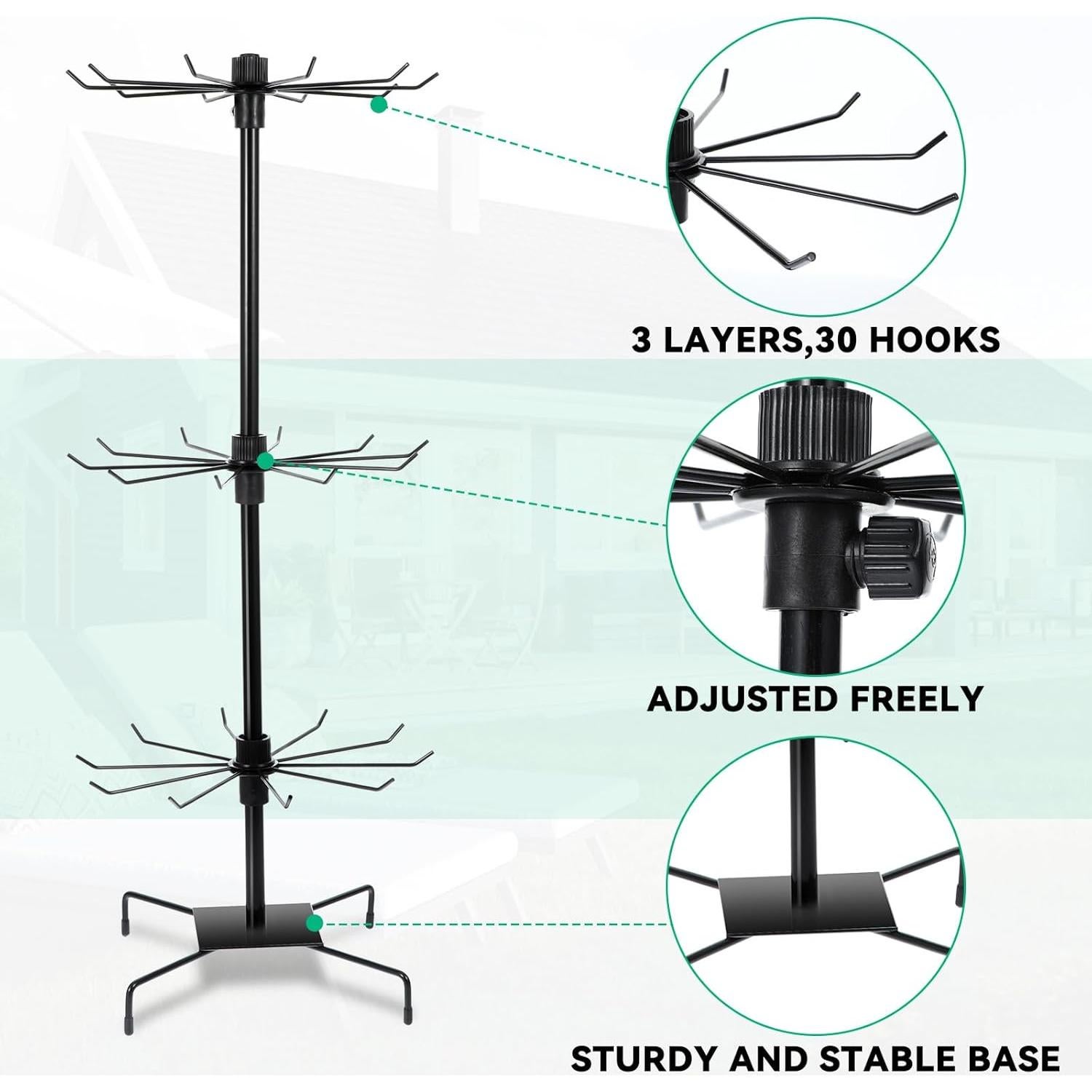 Soporte de Joyería Rotatorio Lemecima 3 Niveles Negro 72 cm