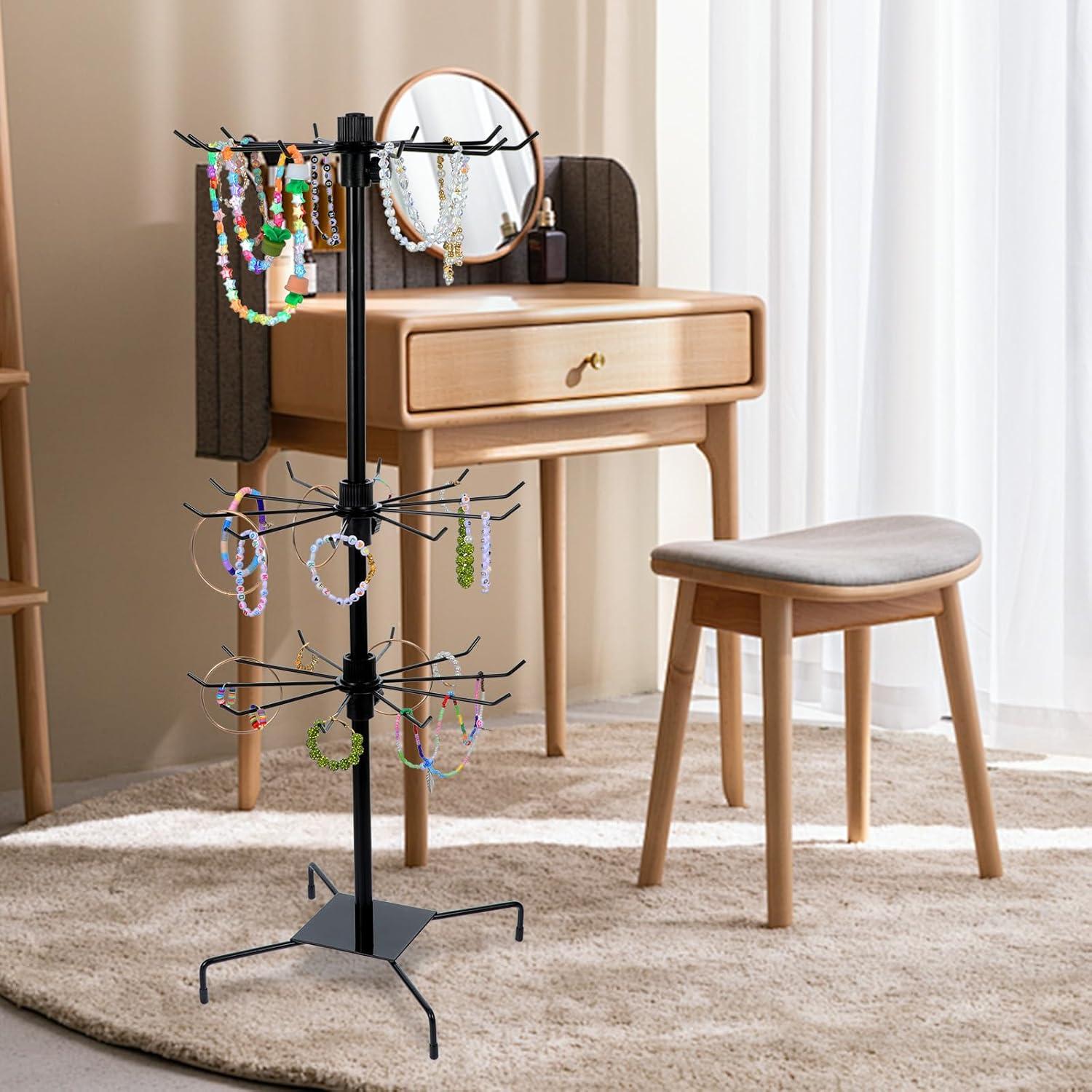 Soporte de Joyería Rotatorio Lemecima 3 Niveles Negro 72 cm