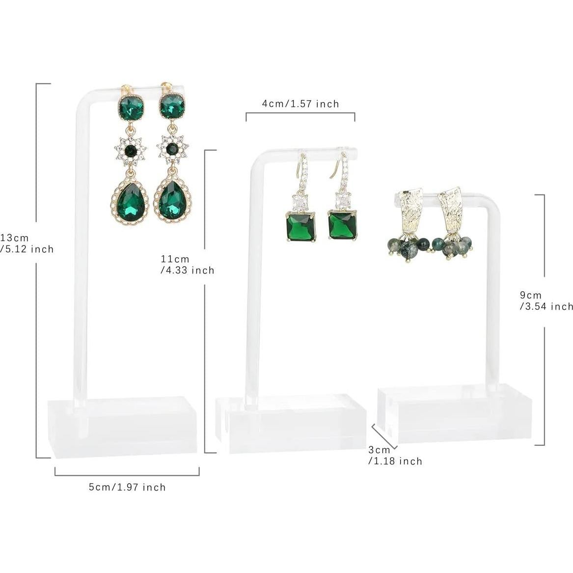 Soporte de Aretes Acrílico GemeShou 3 Piezas L Transparente