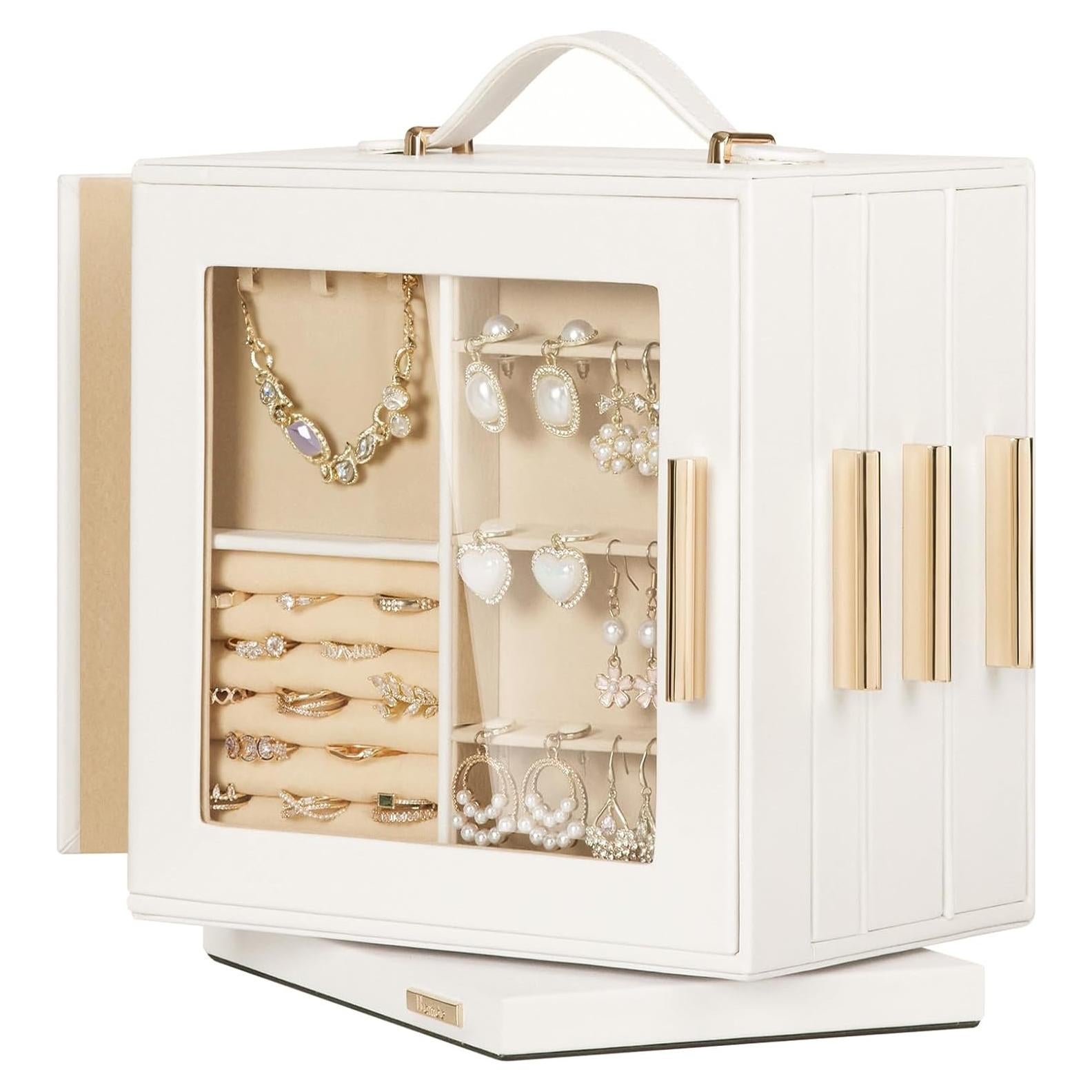 Caja de Joyería Homde Rotativa 360° con 7 Cajones - Blanco