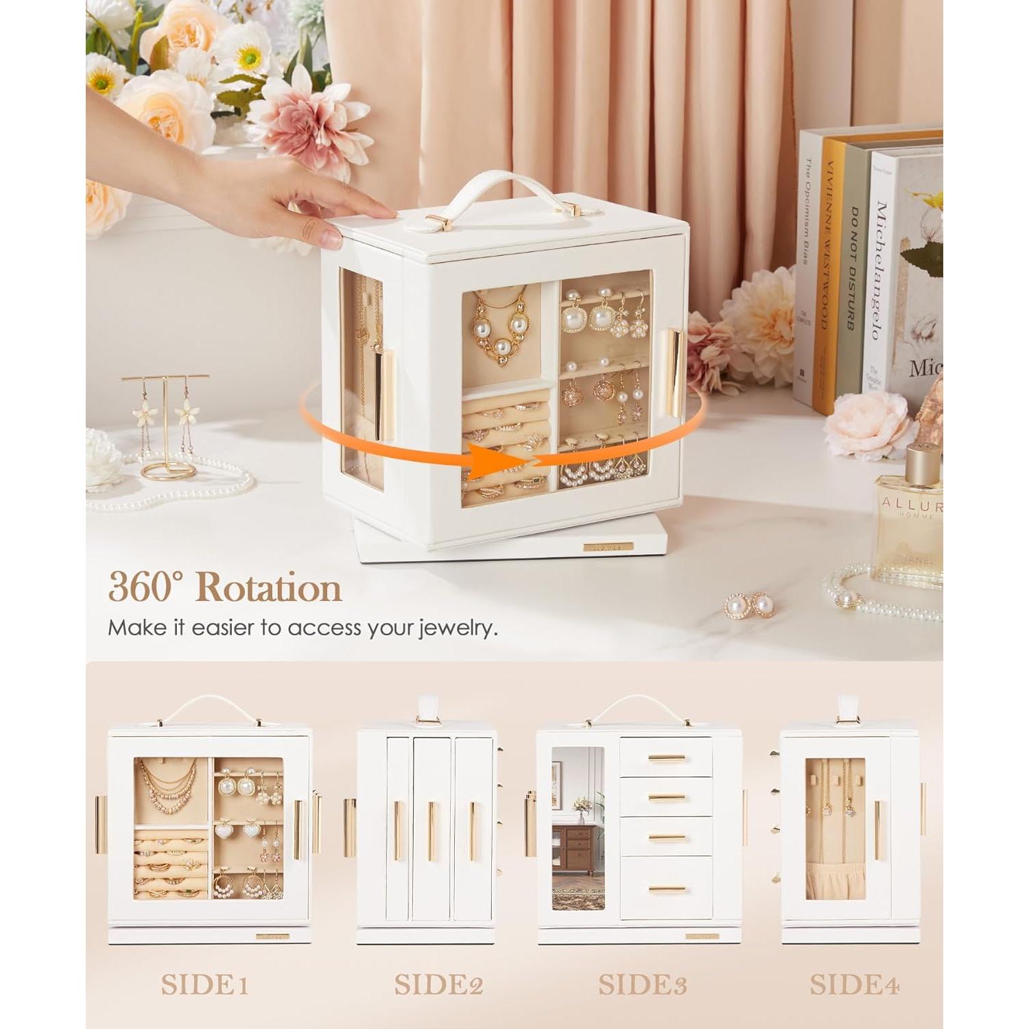 Caja de Joyería Homde Rotativa 360° con 7 Cajones - Blanco