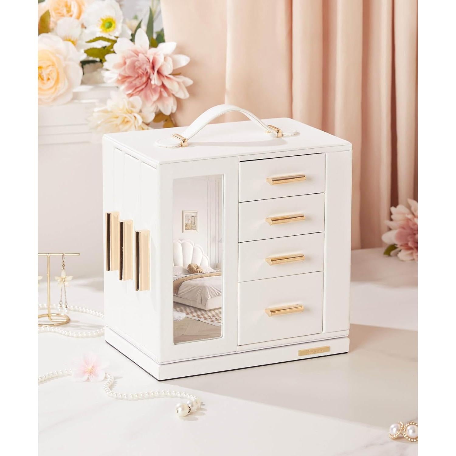 Caja de Joyería Homde Rotativa 360° con 7 Cajones - Blanco