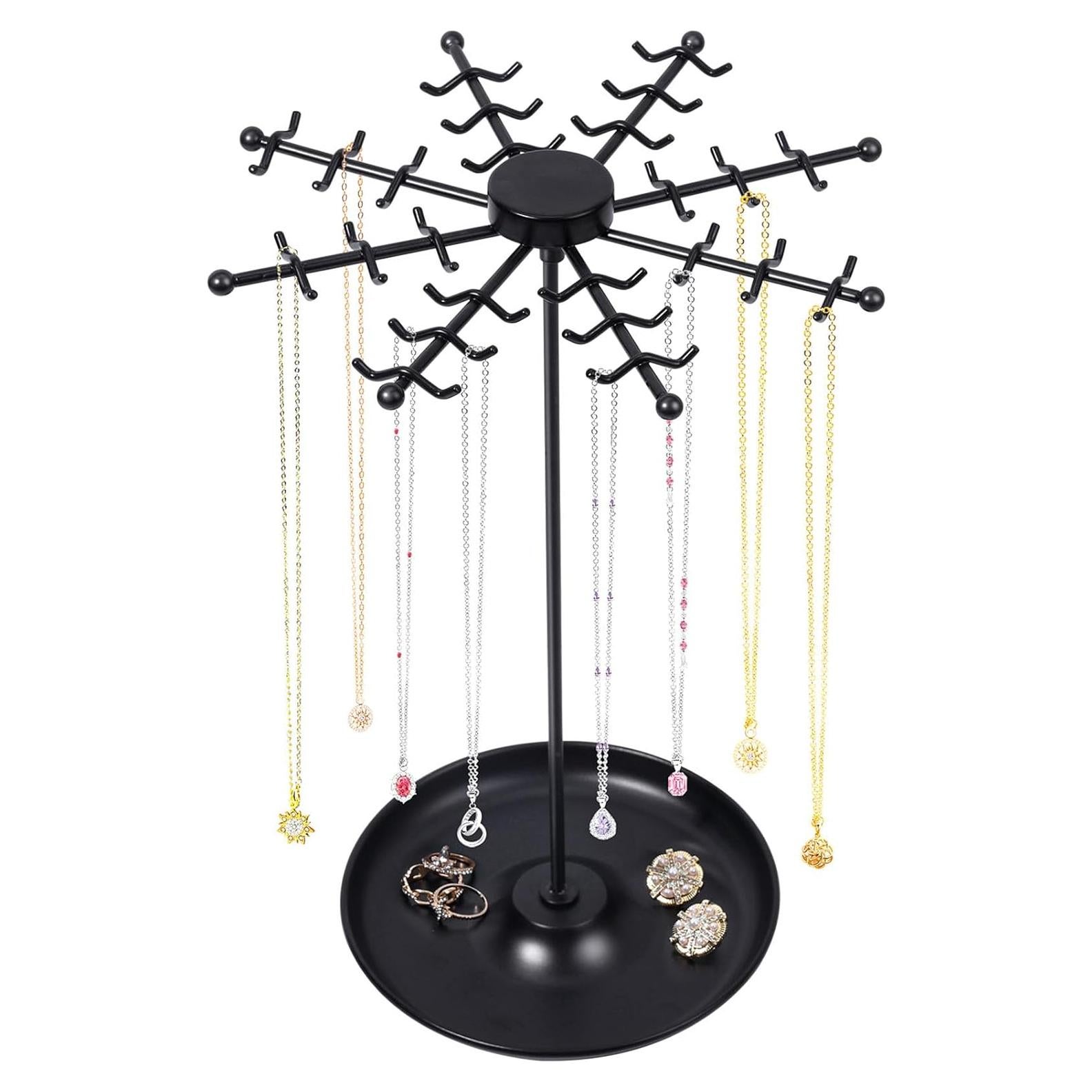 Soporte Giratorio para Collares PABOBIT Negro 48 Ganchos