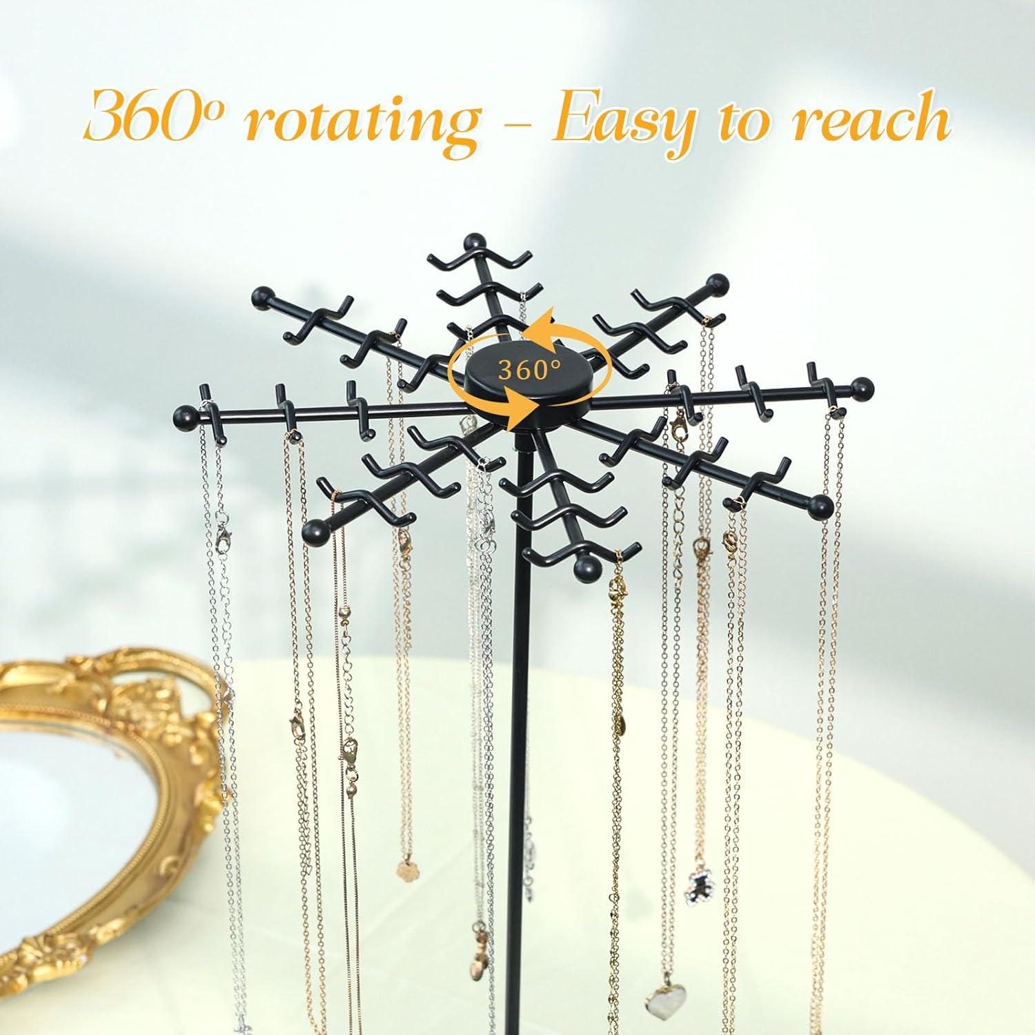 Soporte Giratorio para Collares PABOBIT Negro 48 Ganchos