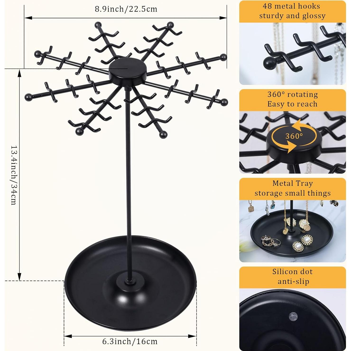 Soporte Giratorio para Collares PABOBIT Negro 48 Ganchos