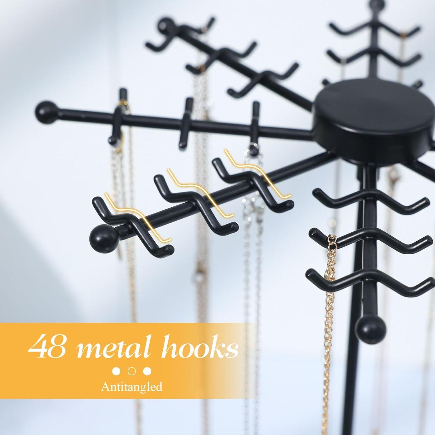 Soporte Giratorio para Collares PABOBIT Negro 48 Ganchos