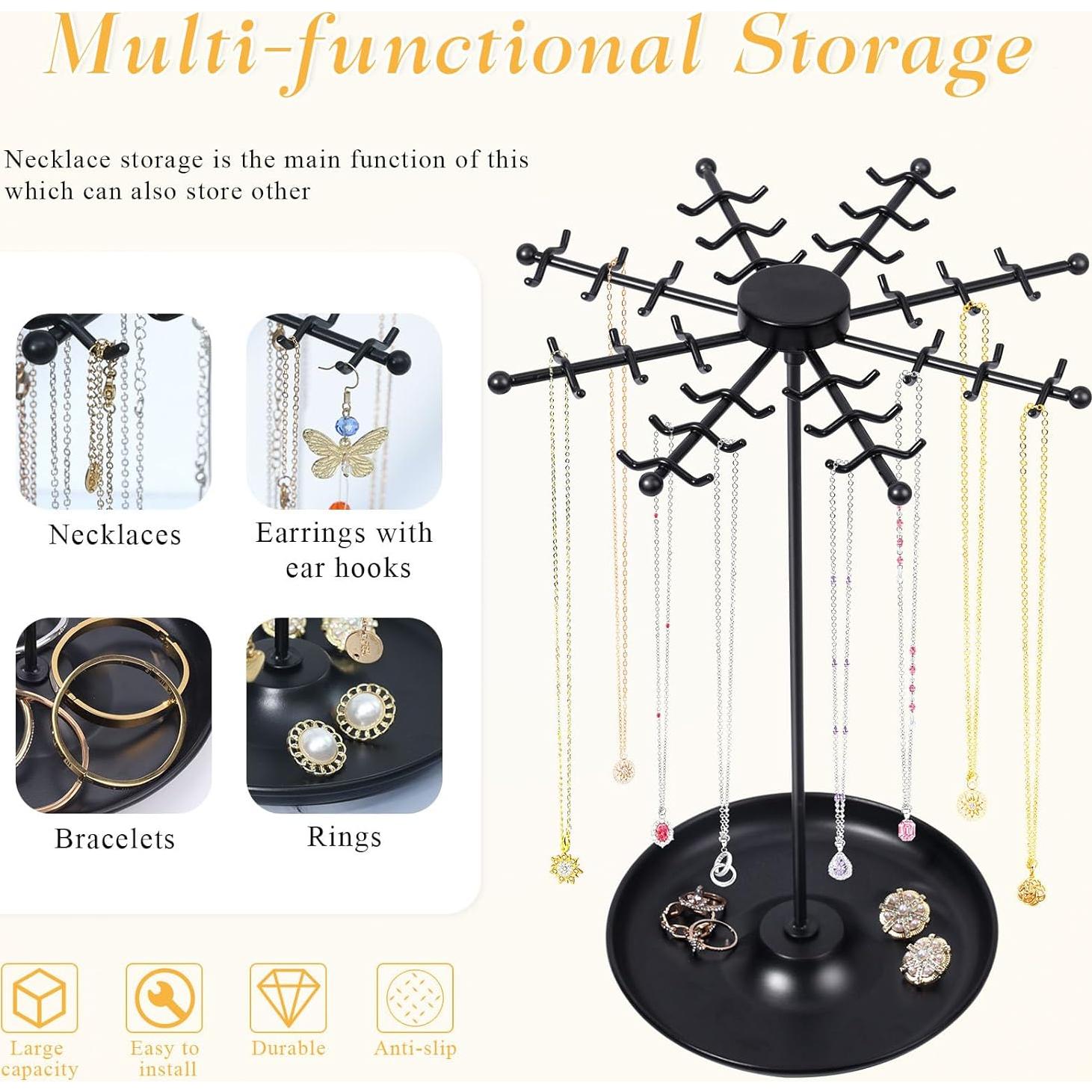 Soporte Giratorio para Collares PABOBIT Negro 48 Ganchos