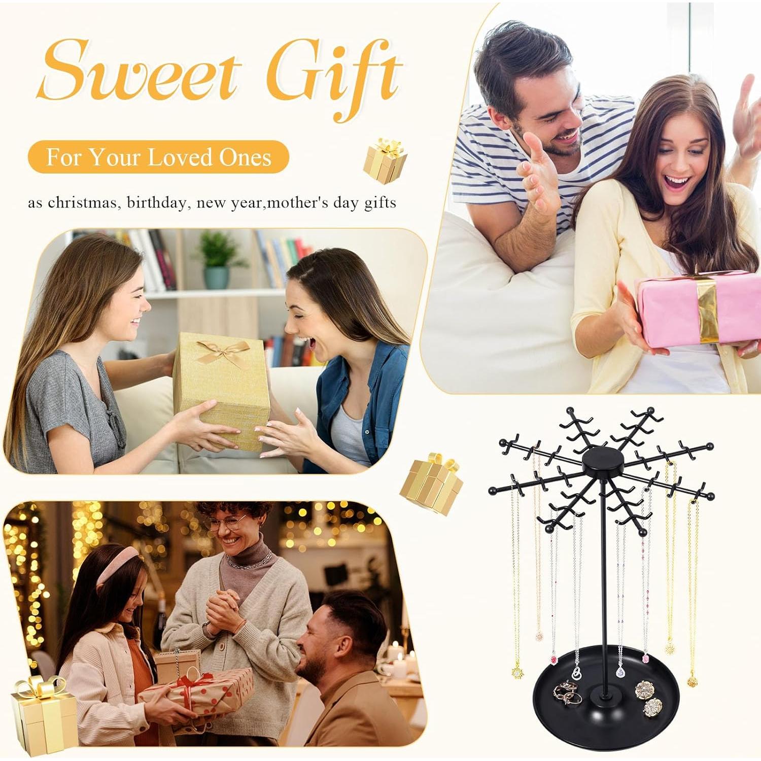 Soporte Giratorio para Collares PABOBIT Negro 48 Ganchos