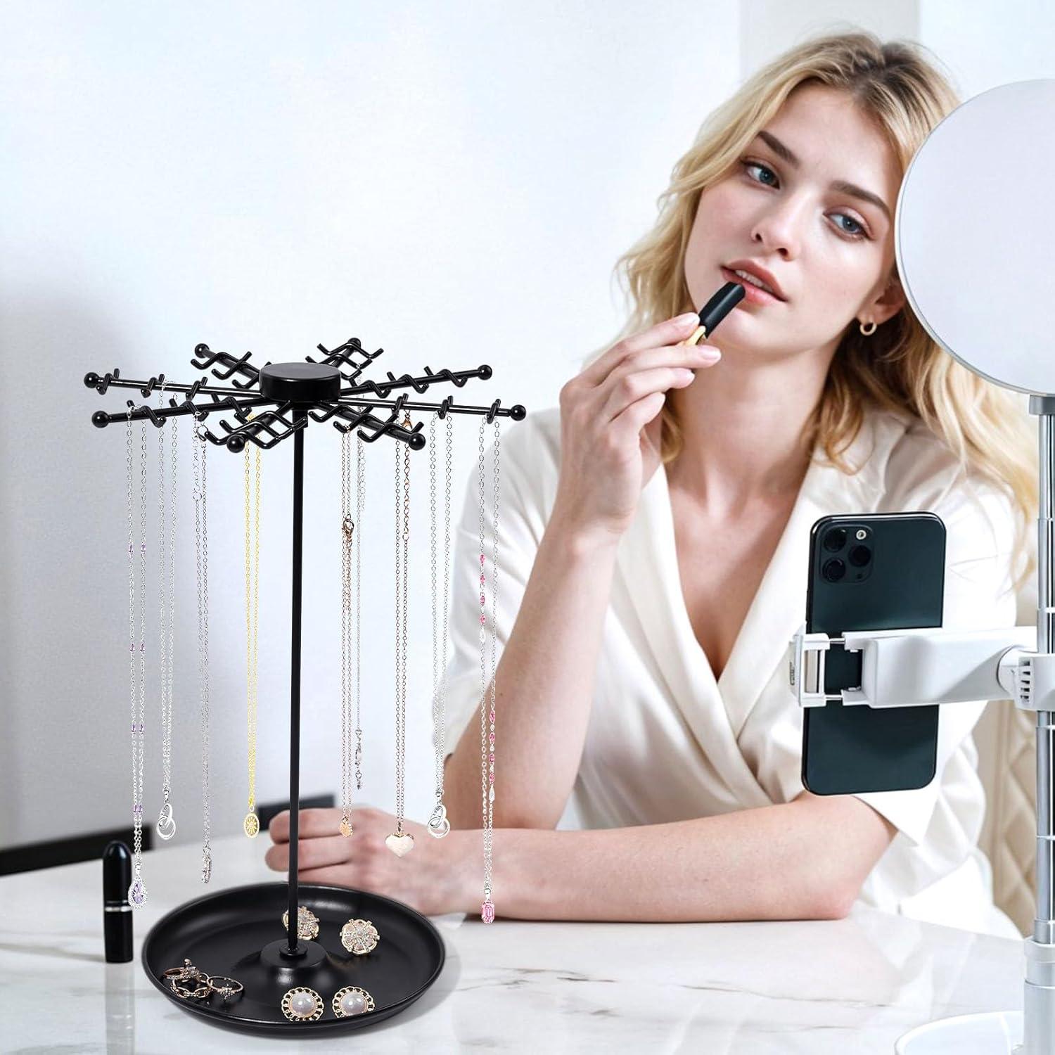 Soporte Giratorio para Collares PABOBIT Negro 48 Ganchos