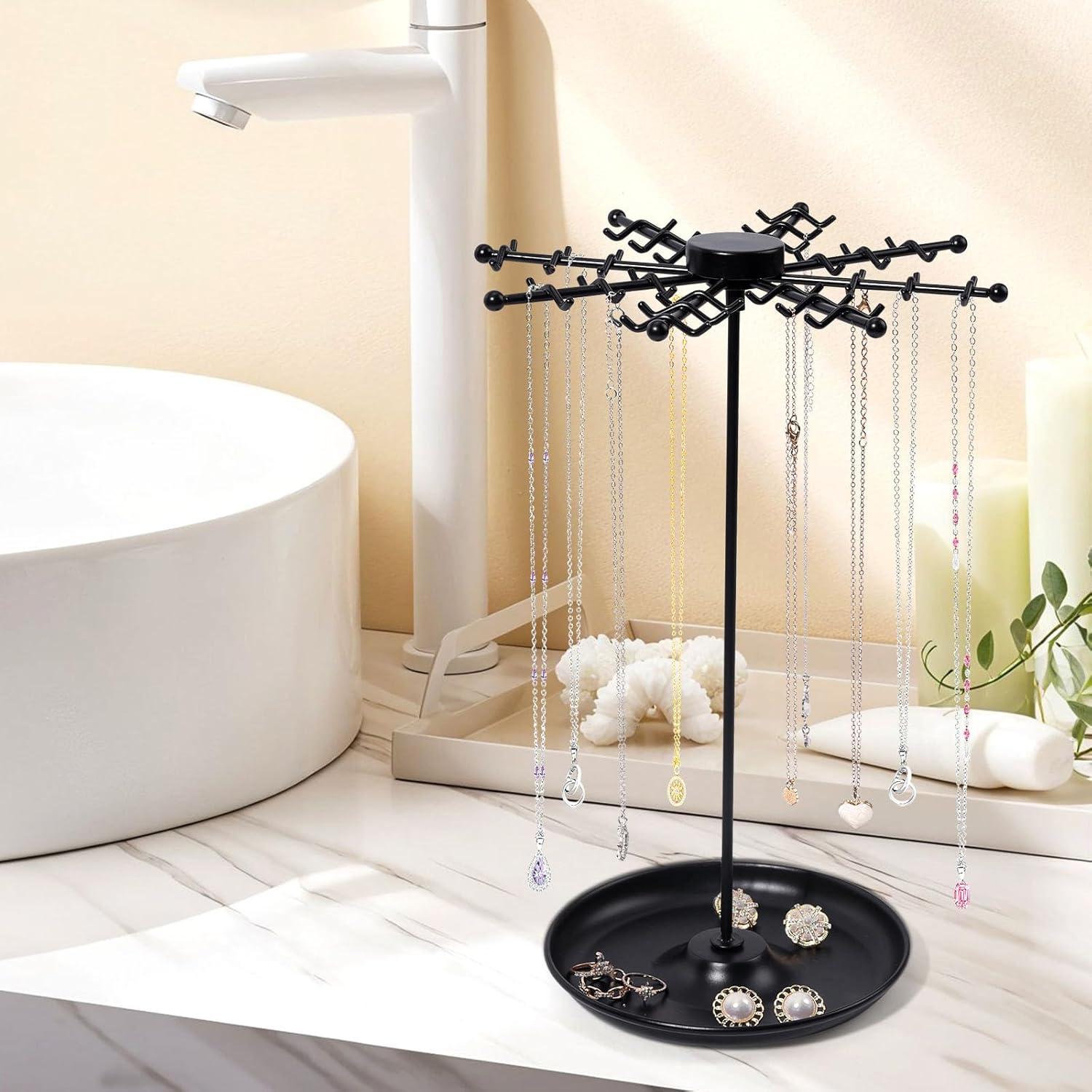 Soporte Giratorio para Collares PABOBIT Negro 48 Ganchos