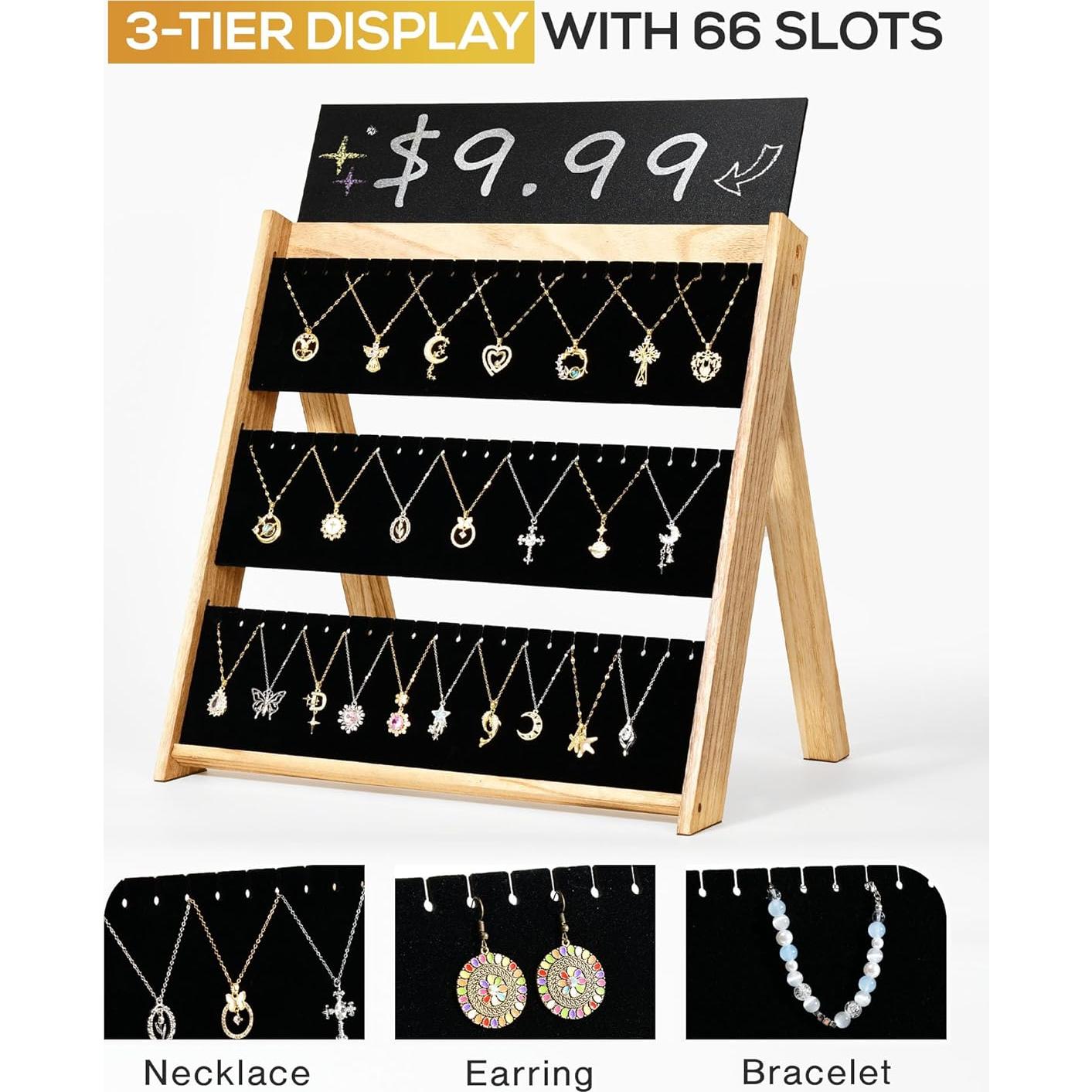 Exhibidor de Collares Plegable BS-VOG de Madera 66 Col.