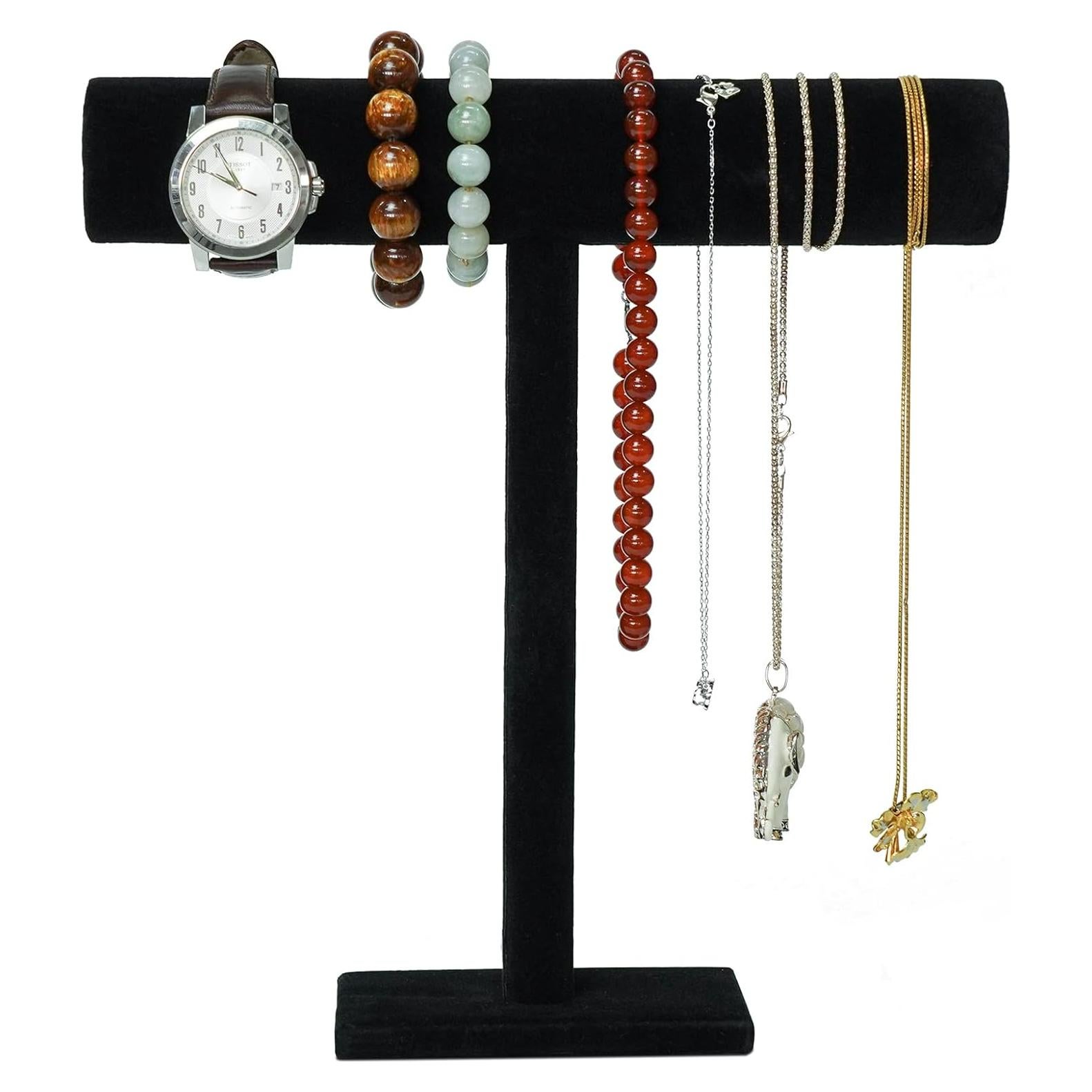 Soporte para Collar T-Bar G Ganen de Terciopelo Negro 30.48 cm