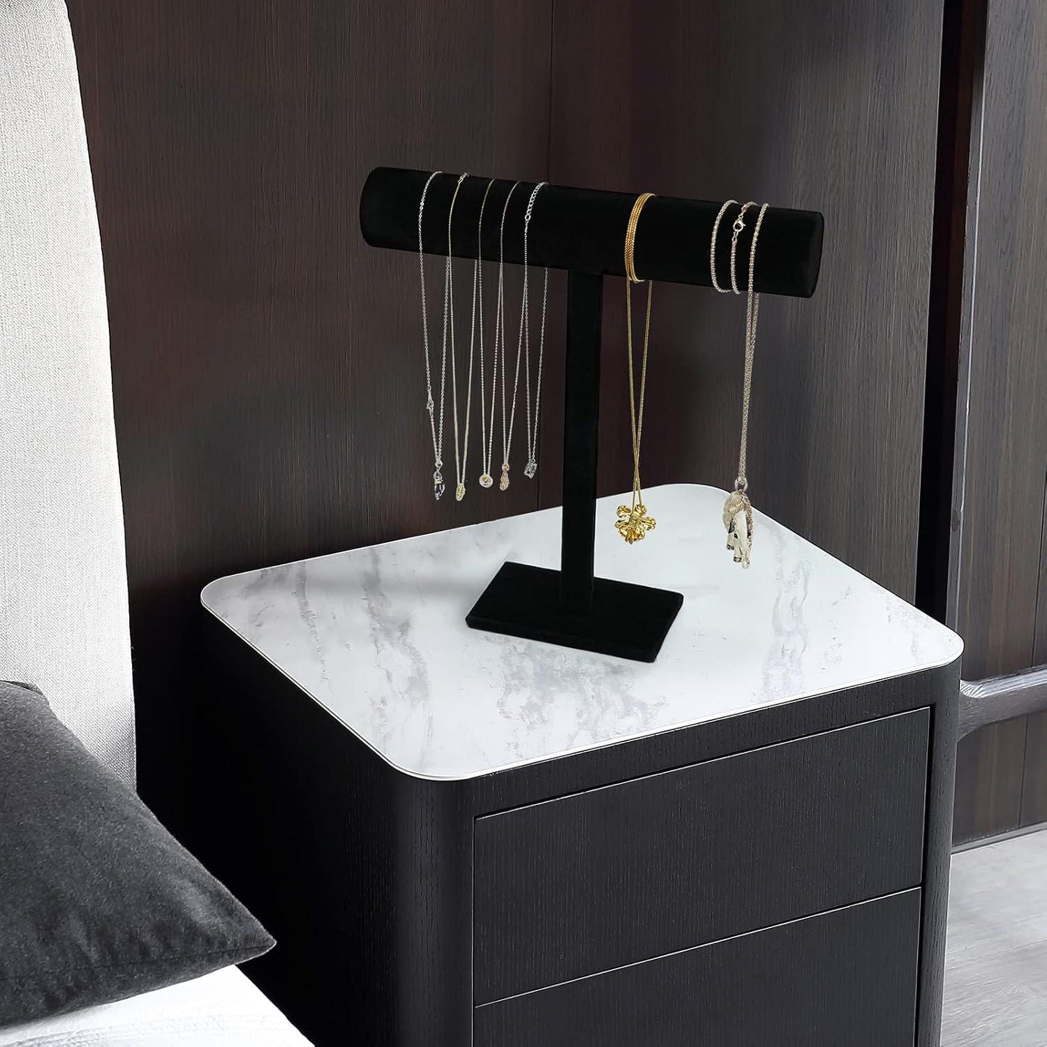 Soporte para Collar T-Bar G Ganen de Terciopelo Negro 30.48 cm