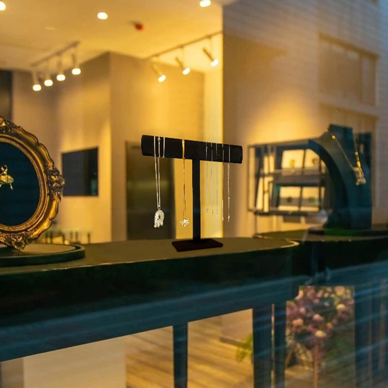 Soporte para Collar T-Bar G Ganen de Terciopelo Negro 30.48 cm