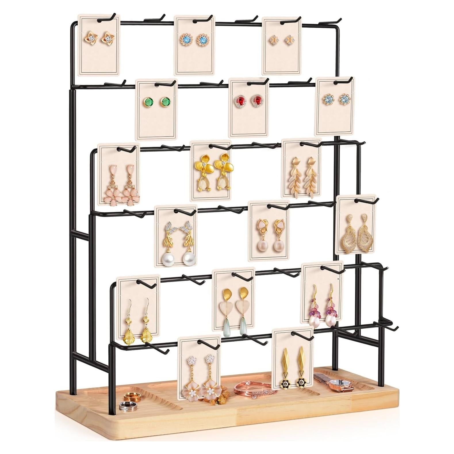 Exhibidor de Joyería AJINGSHANG 36 Ganchos 48 cm Madera Clara