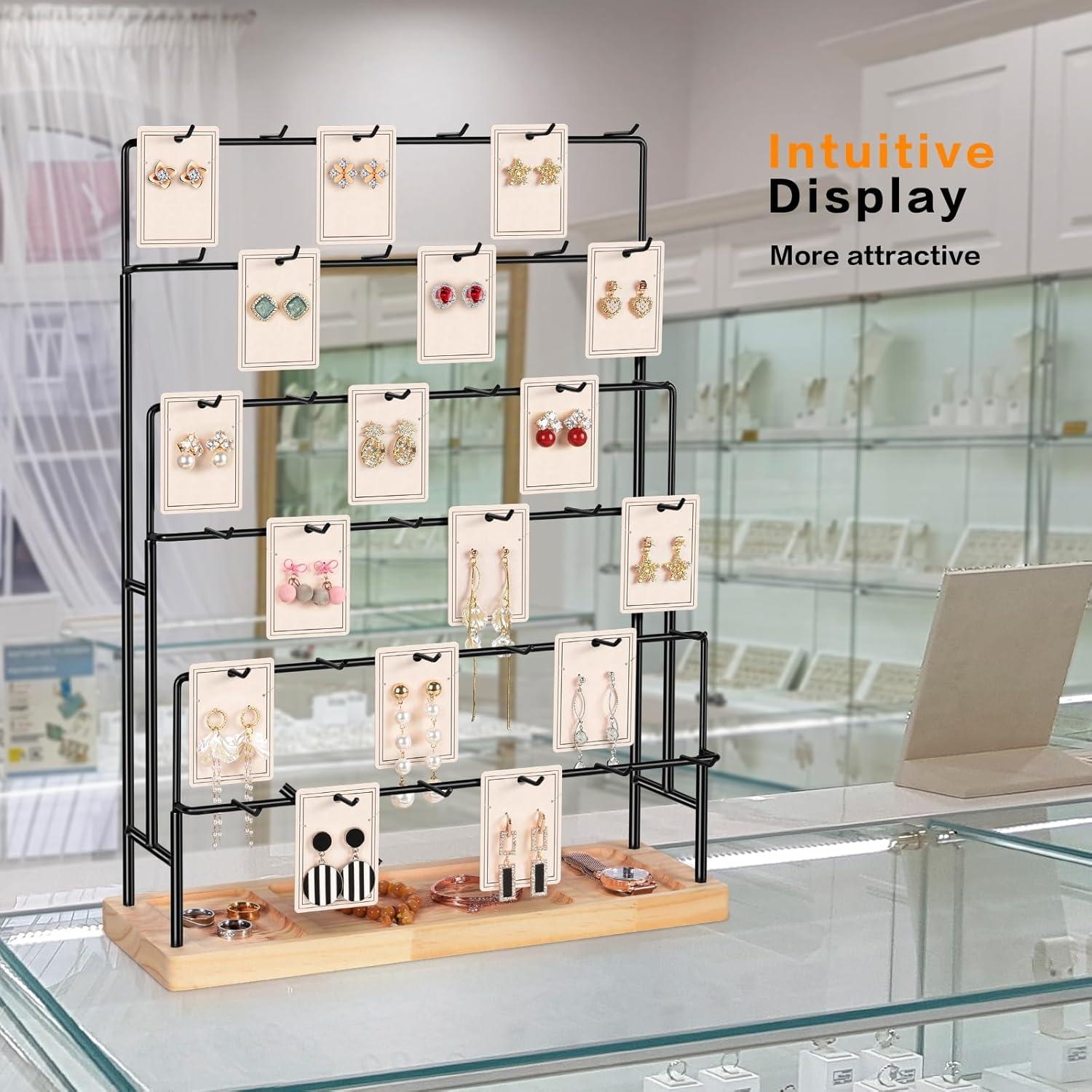 Exhibidor de Joyería AJINGSHANG 36 Ganchos 48 cm Madera Clara