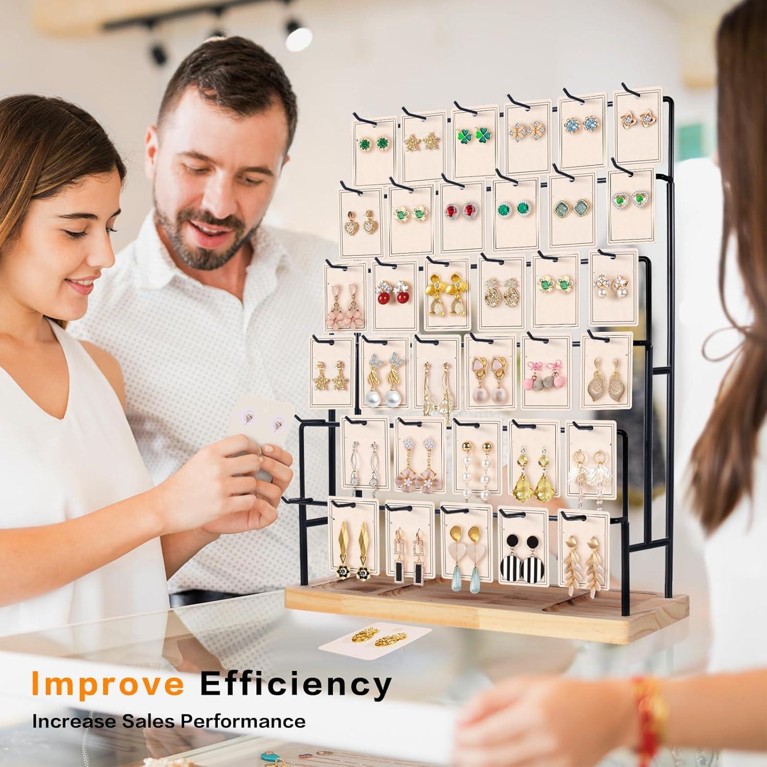 Exhibidor de Joyería AJINGSHANG 36 Ganchos 48 cm Madera Clara