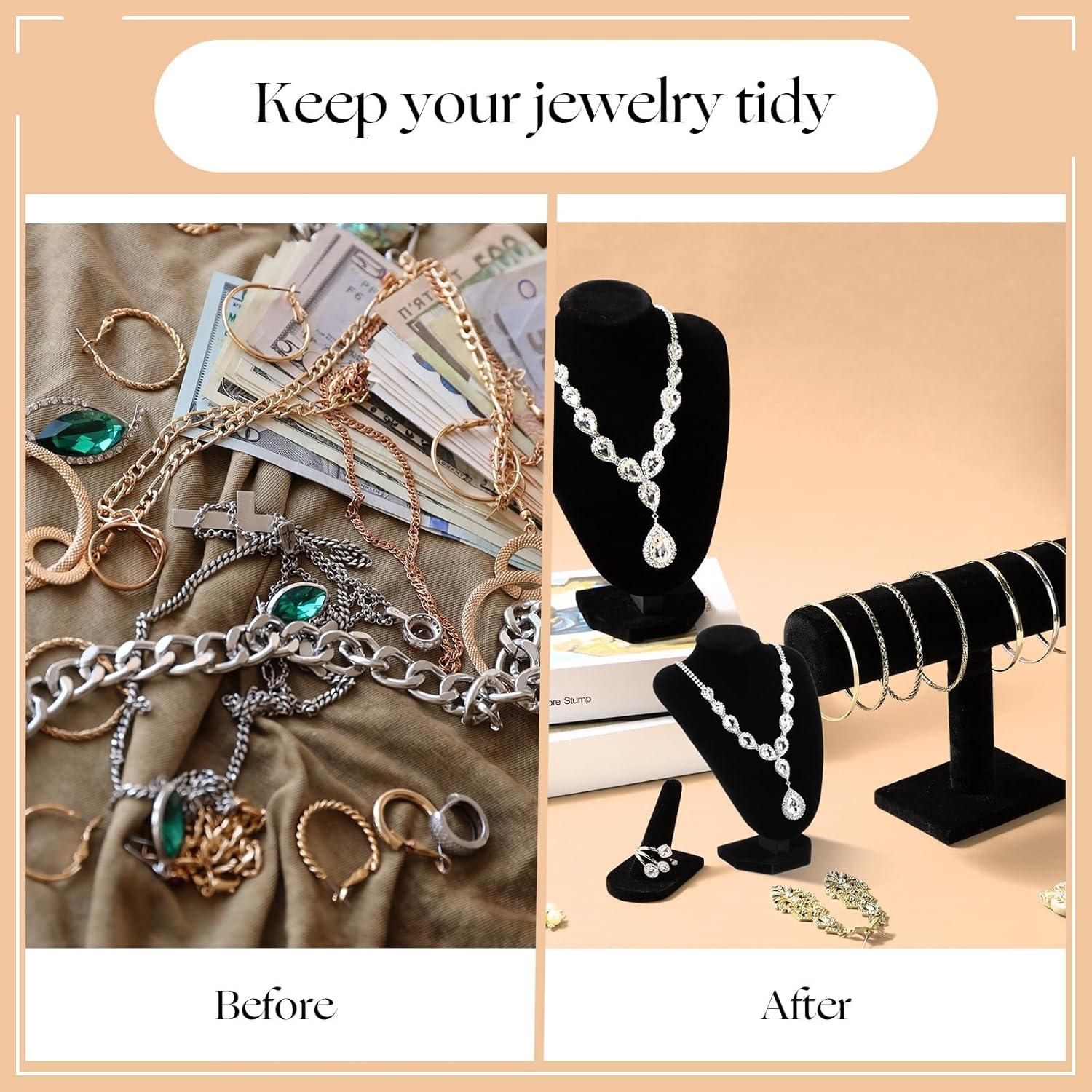 Conjunto de Exhibición de Joyería Terciopelo Negro Wenqik - 5 Piezas