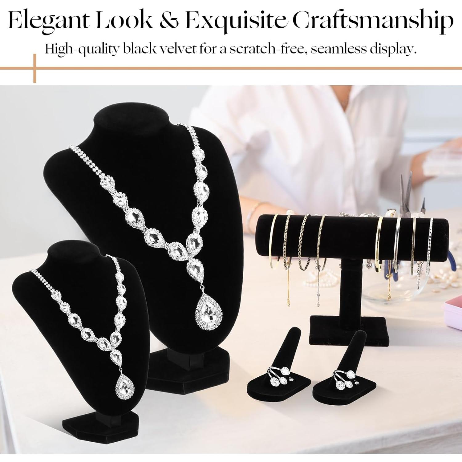 Conjunto de Exhibición de Joyería Terciopelo Negro Wenqik - 5 Piezas