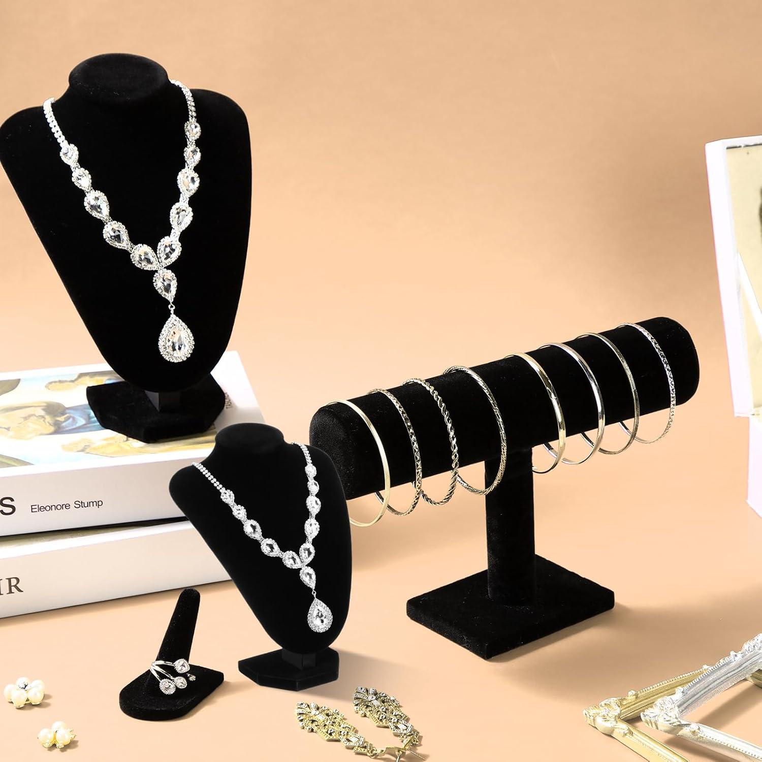 Conjunto de Exhibición de Joyería Terciopelo Negro Wenqik - 5 Piezas