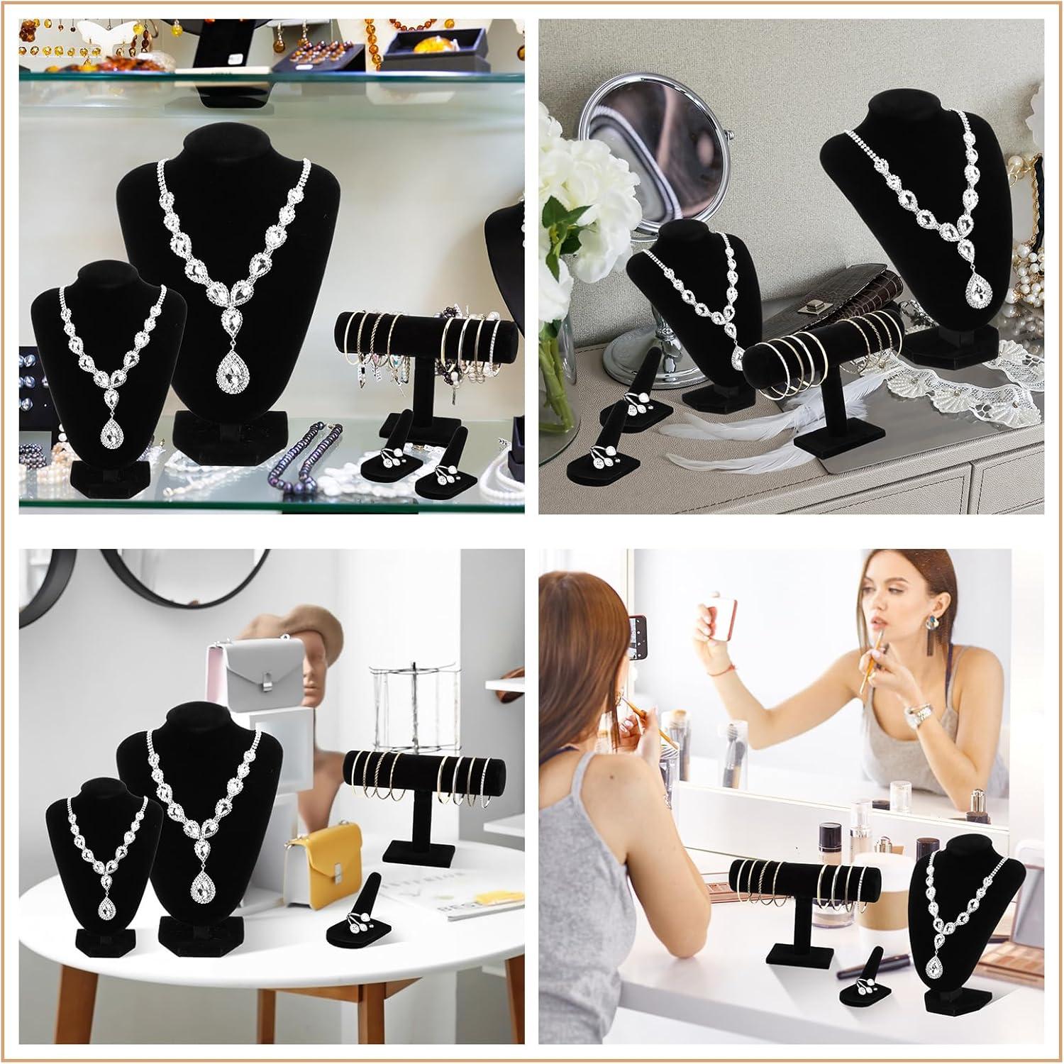Conjunto de Exhibición de Joyería Terciopelo Negro Wenqik - 5 Piezas