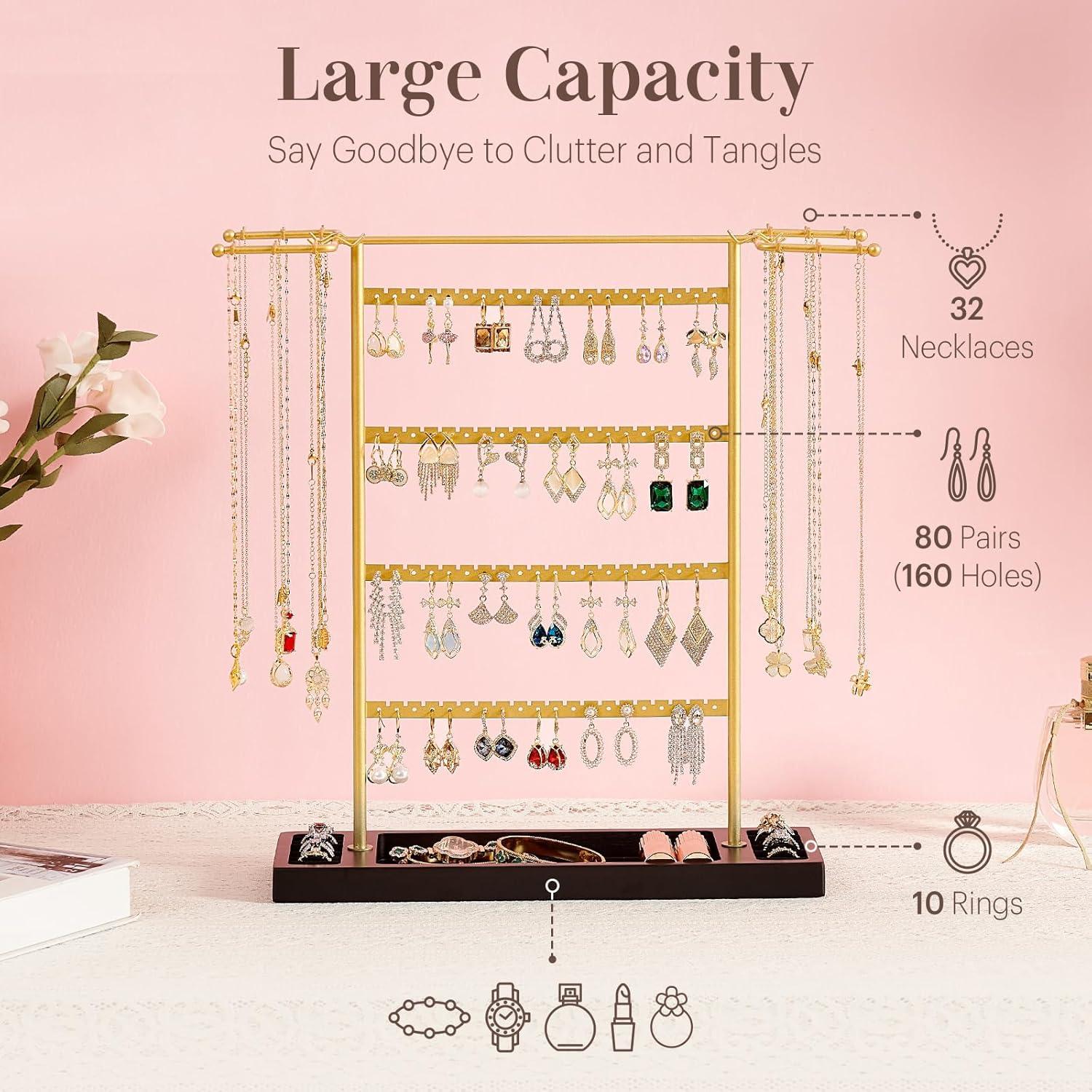 Organizador de Joyería Pinzoveco, Soporte 4 Niveles para Pendientes