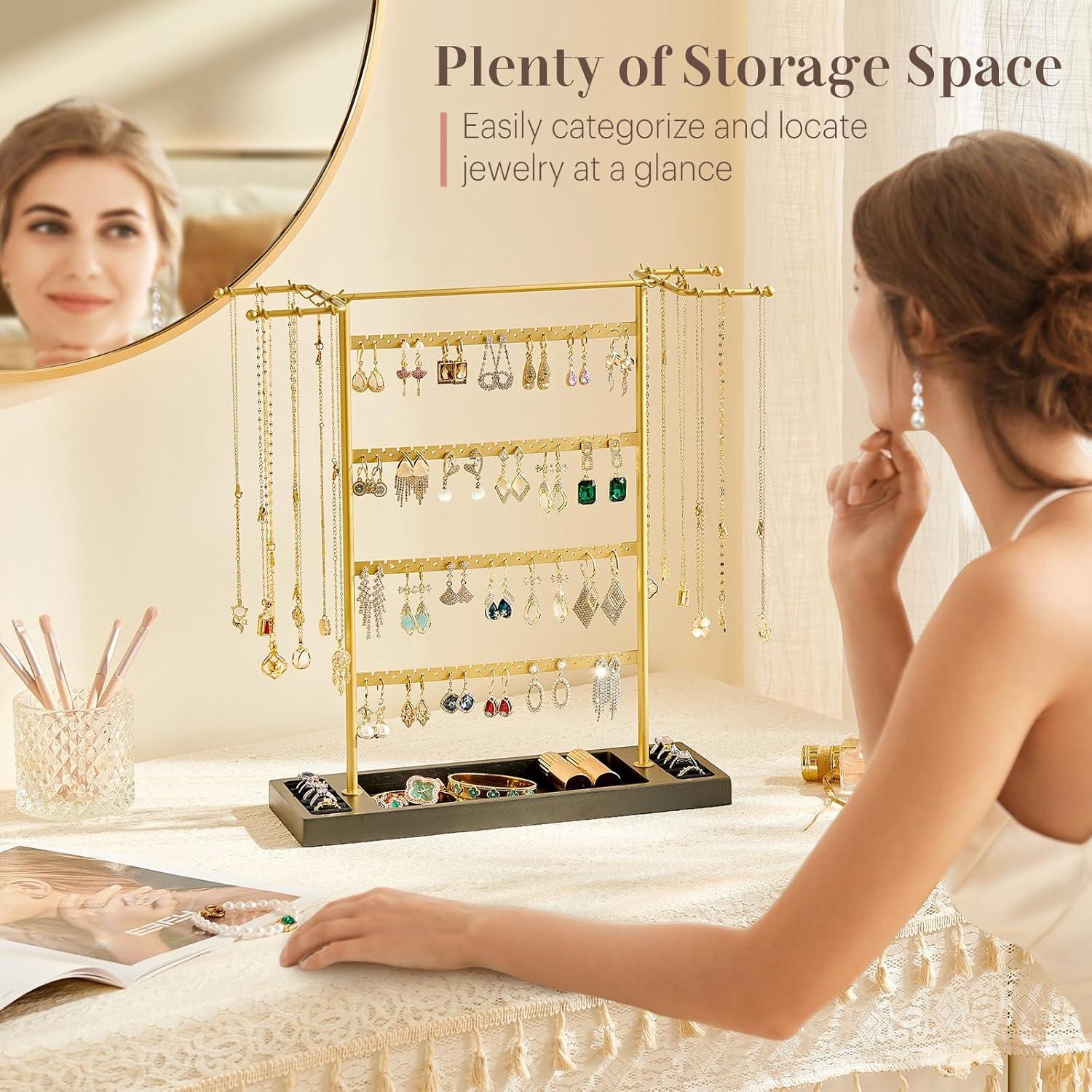 Organizador de Joyería Pinzoveco, Soporte 4 Niveles para Pendientes