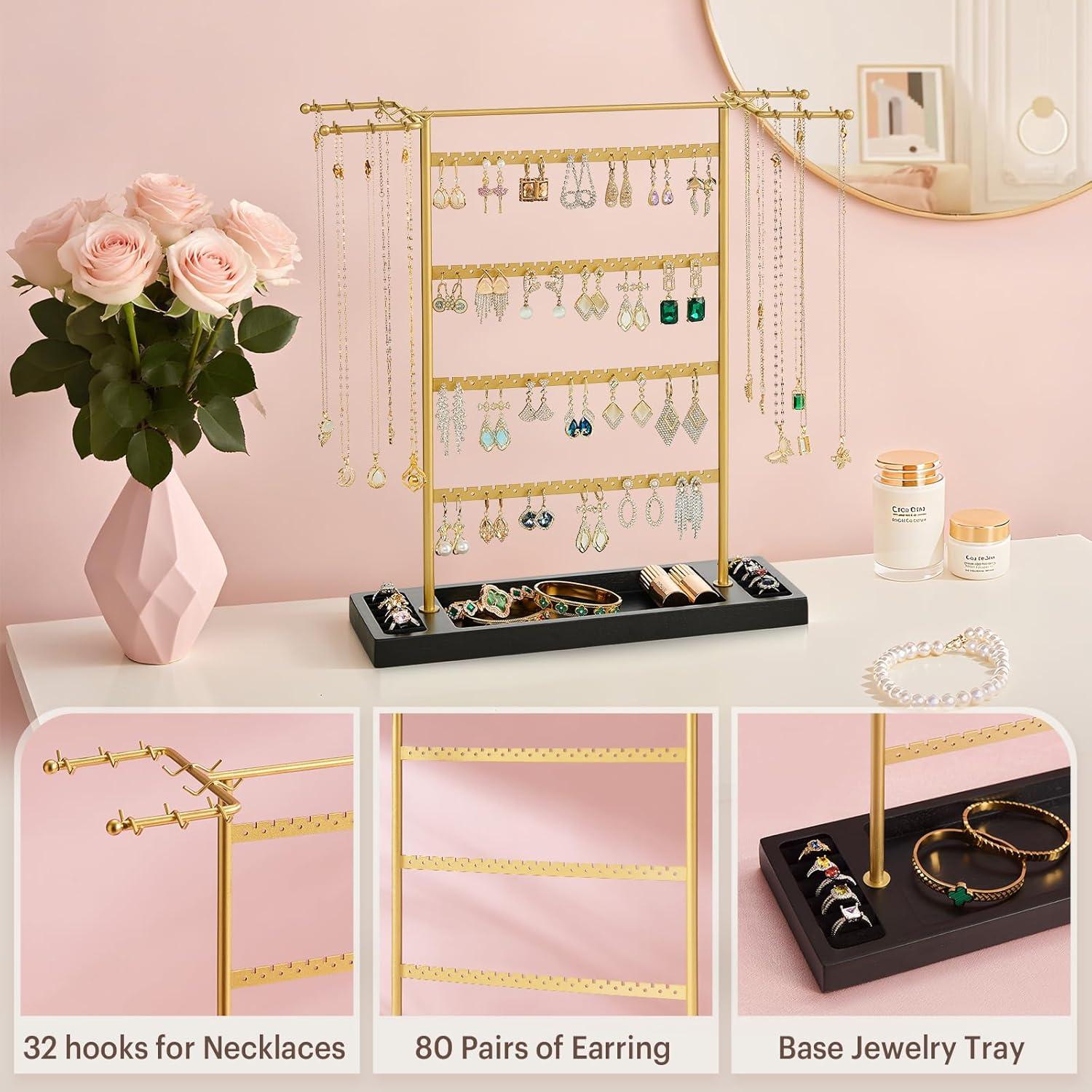 Organizador de Joyería Pinzoveco, Soporte 4 Niveles para Pendientes