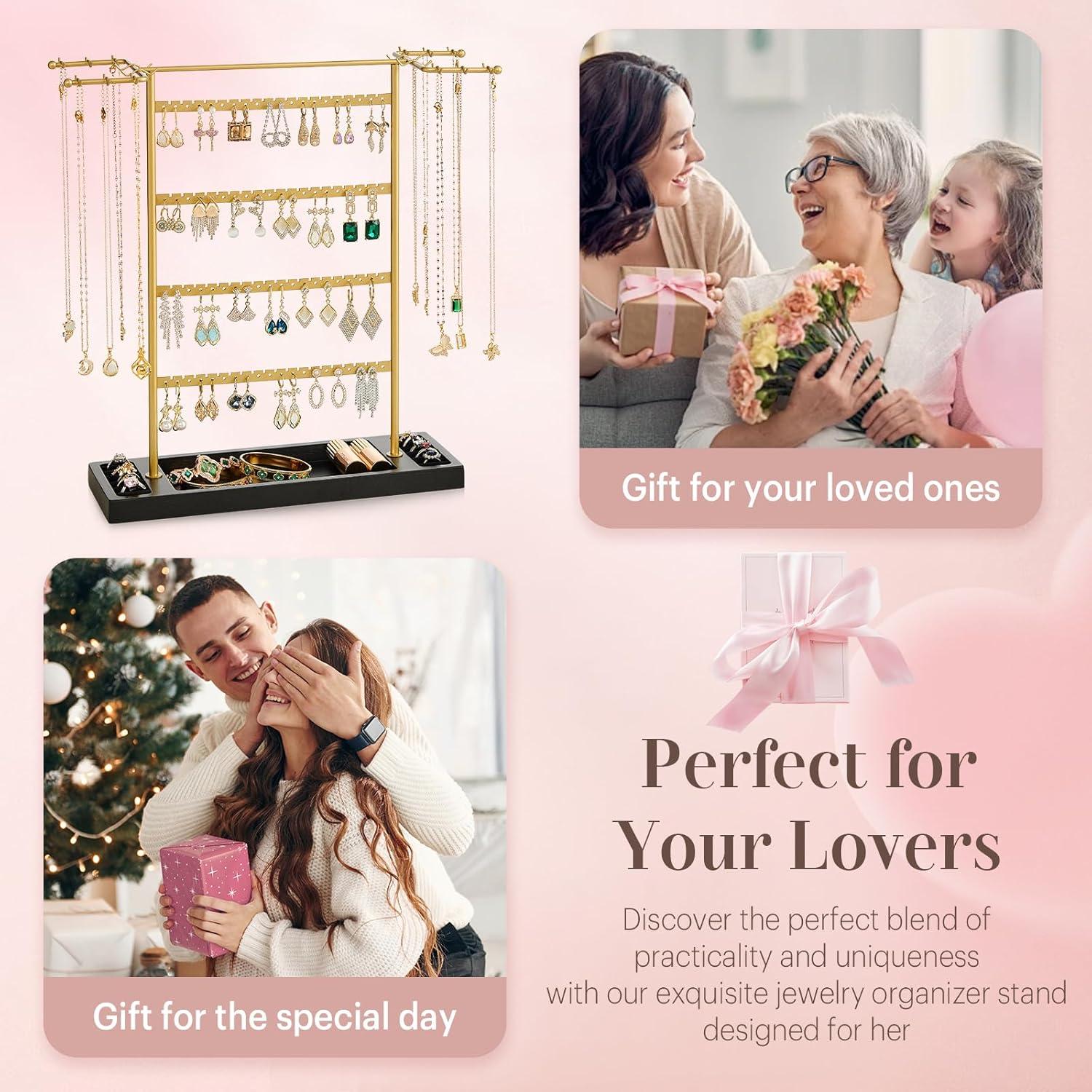 Organizador de Joyería Pinzoveco, Soporte 4 Niveles para Pendientes