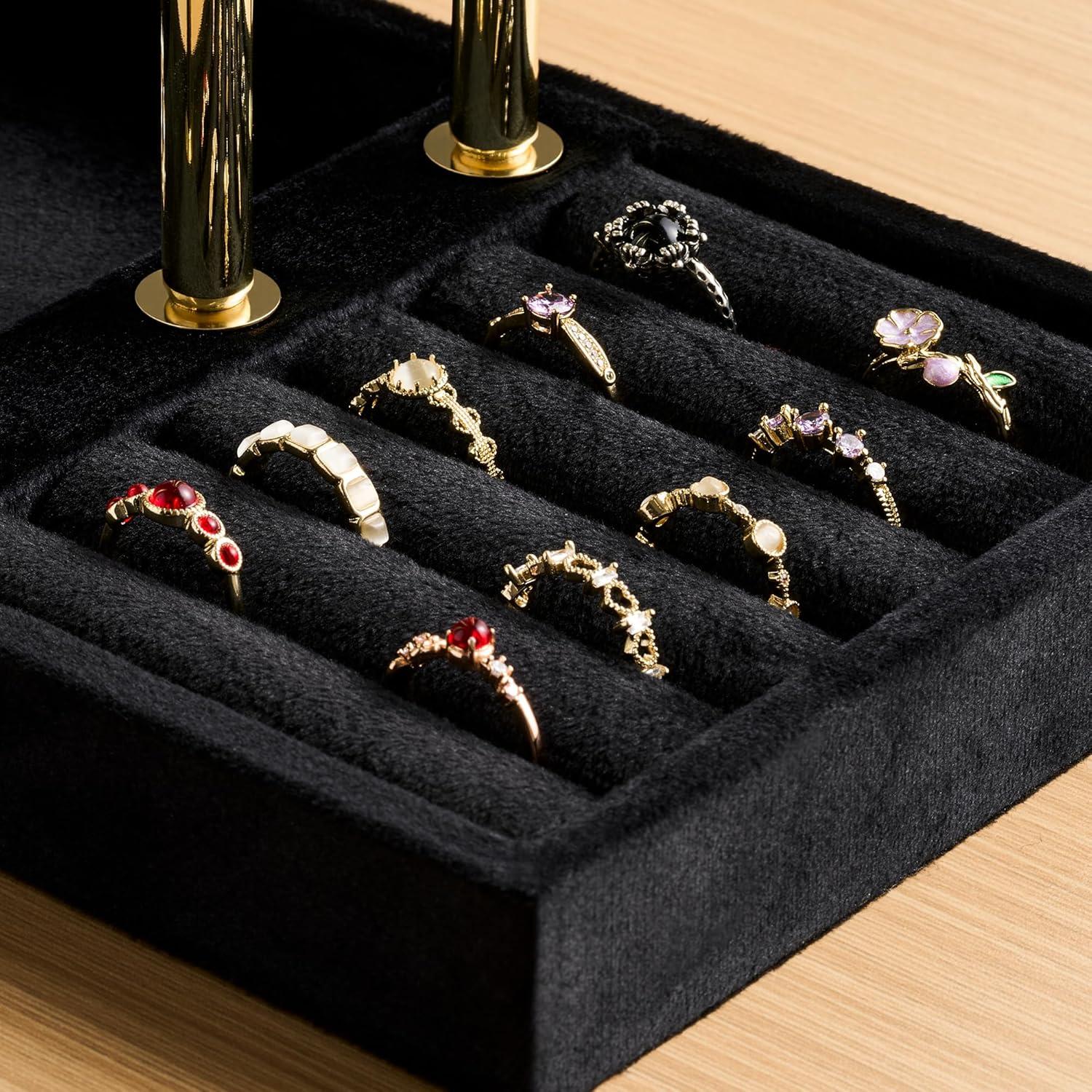 Soporte Organizador de Joyería Josmimic de Terciopelo Negro