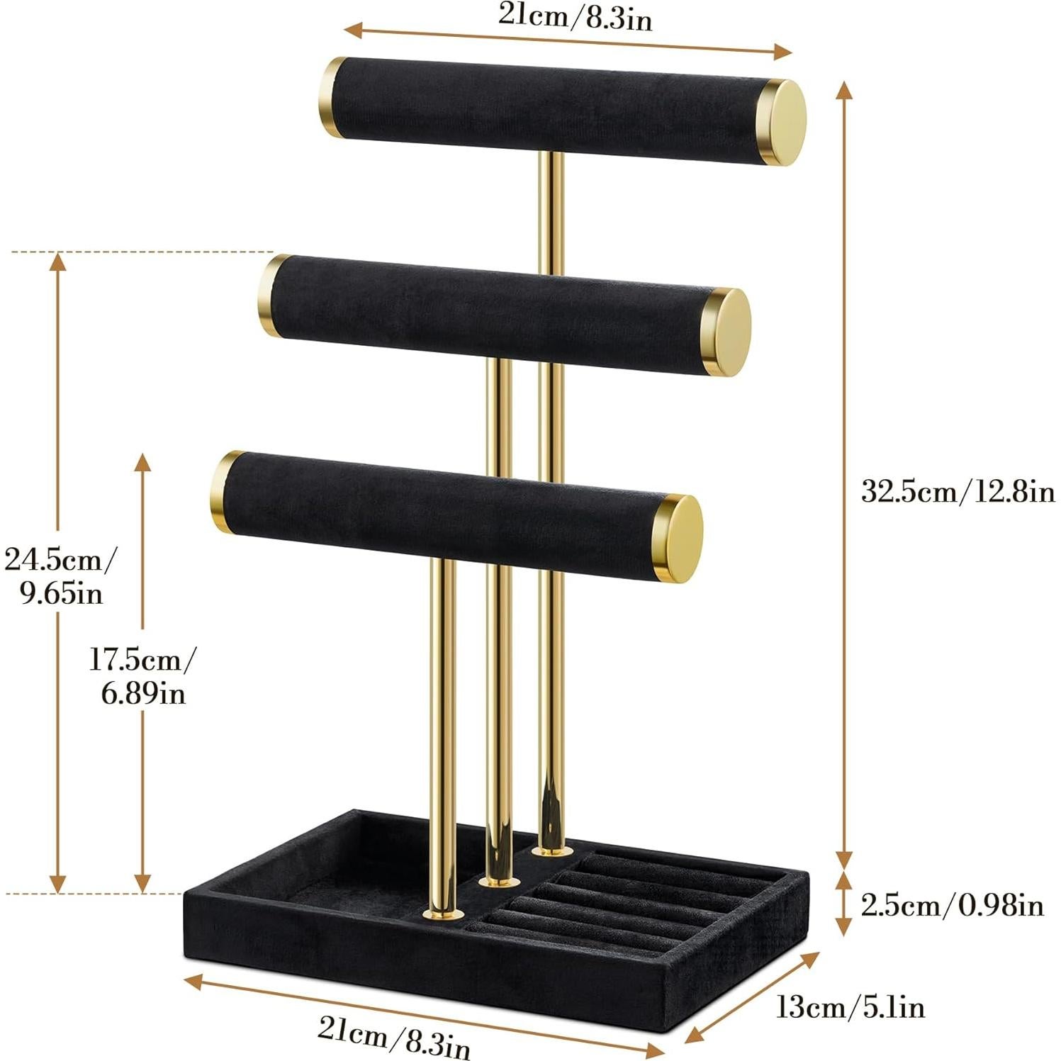 Soporte Organizador de Joyería Josmimic de Terciopelo Negro