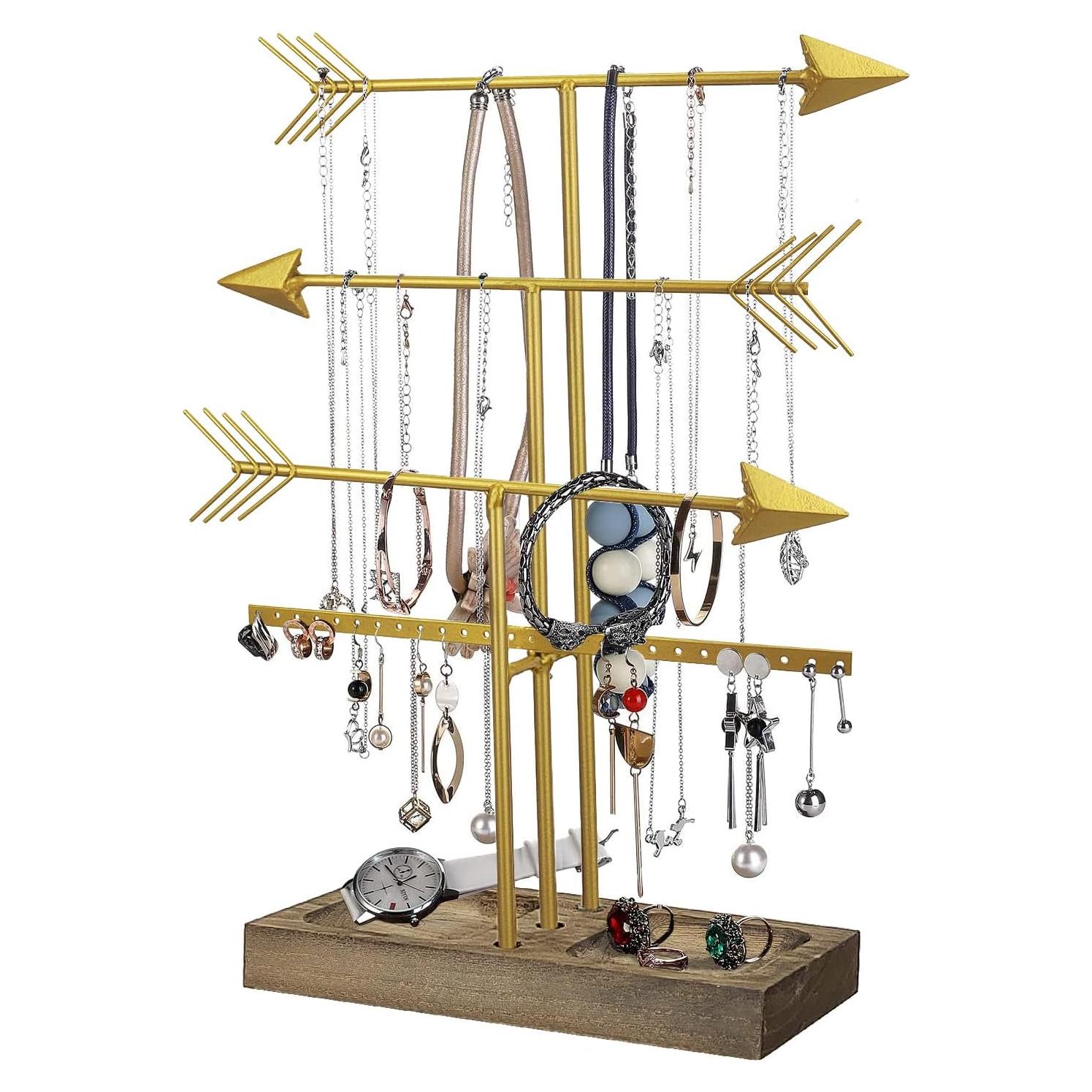 Soporte Organizador de Joyería Urban Deco Flecha Dorado 4 Niveles