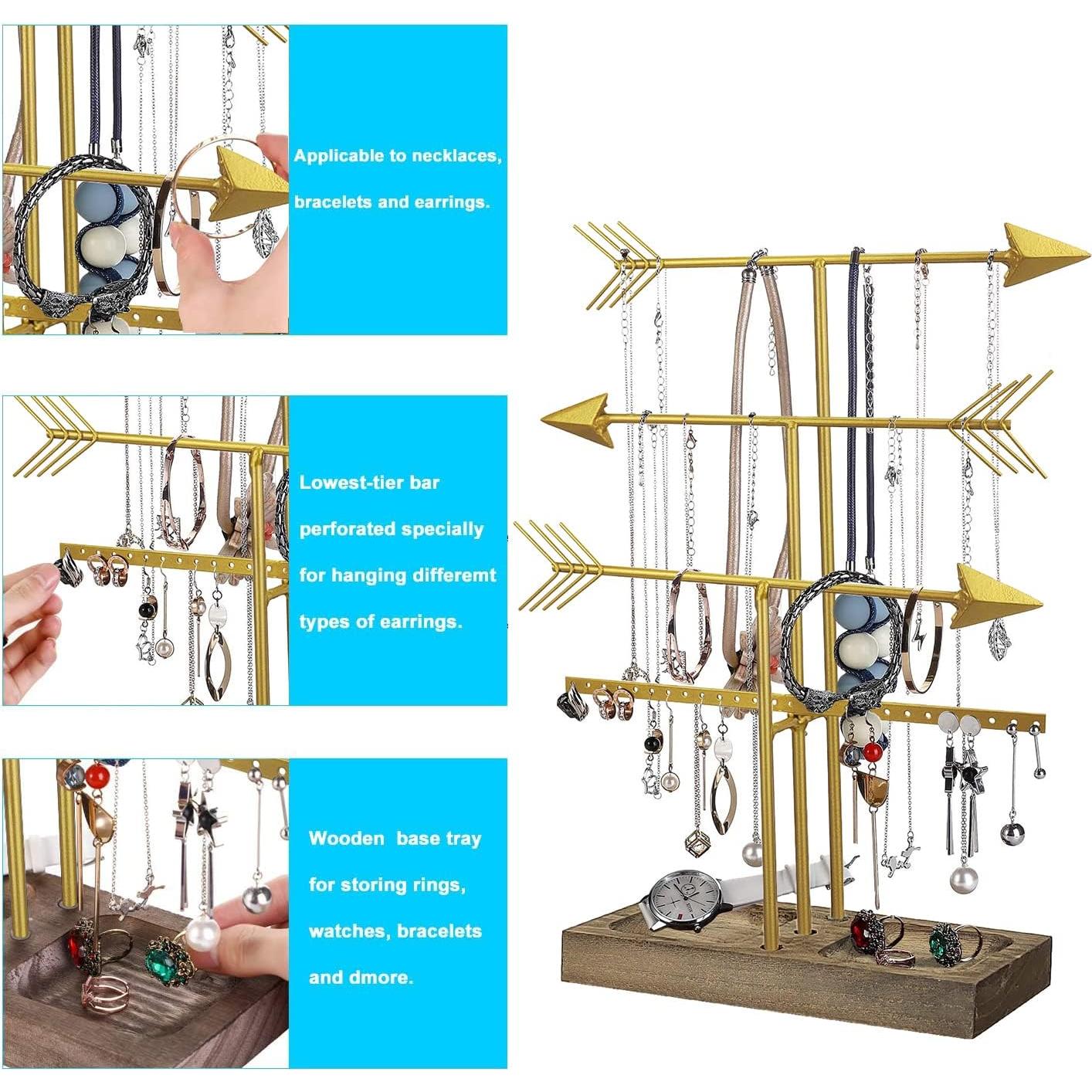 Soporte Organizador de Joyería Urban Deco Flecha Dorado 4 Niveles