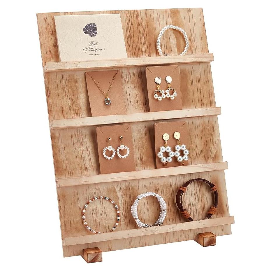 Soporte de Exhibición de Joyería PH PandaHall 4 Niveles Madera