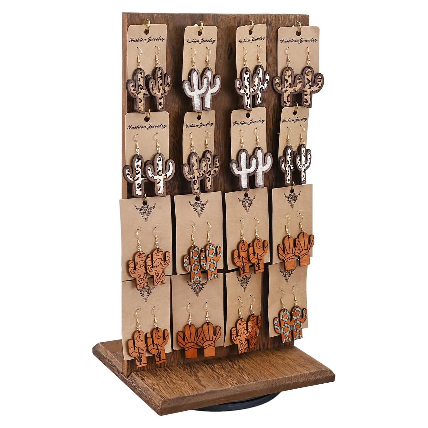 Soporte giratorio de joyas Ikee Design madera 22.86x19.05x41.91 cm