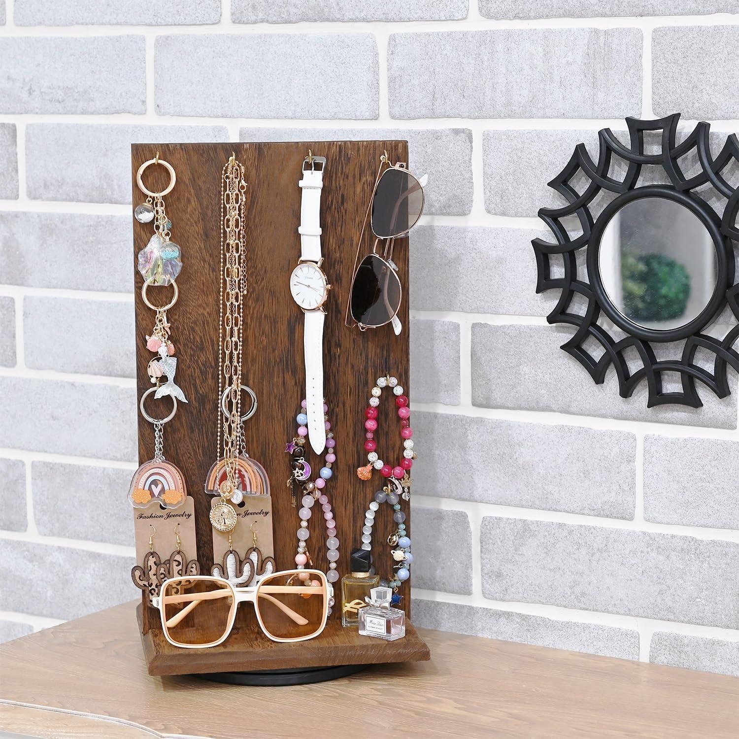 Soporte giratorio de joyas Ikee Design madera 22.86x19.05x41.91 cm