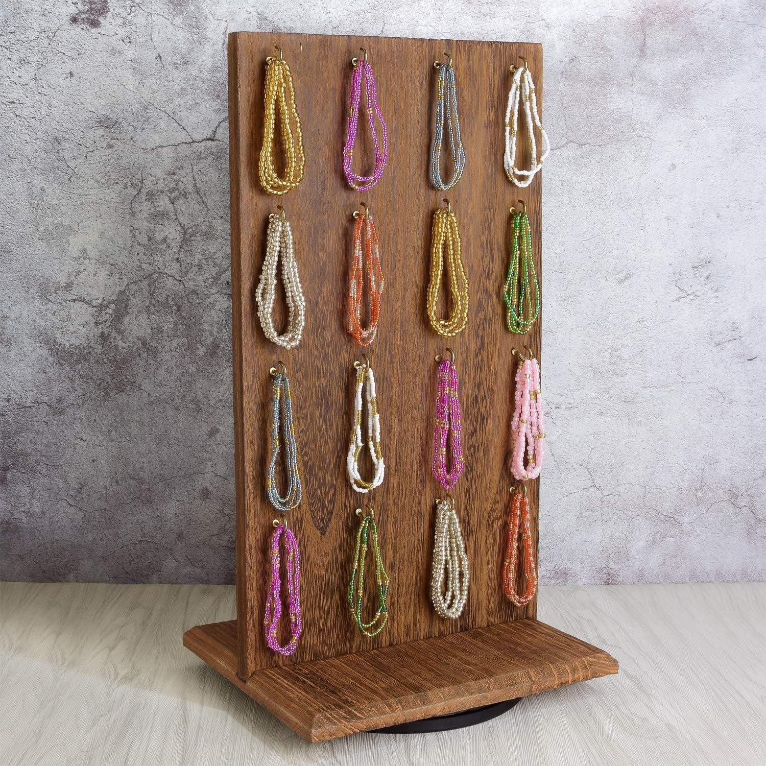 Soporte giratorio de joyas Ikee Design madera 22.86x19.05x41.91 cm