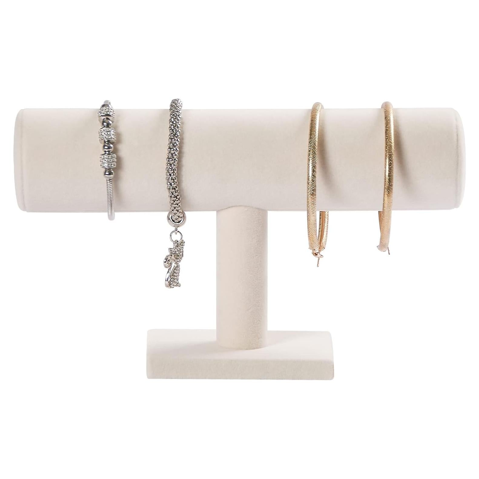 Soporte para Pulseras Pangkeep en Terciopelo Beige T