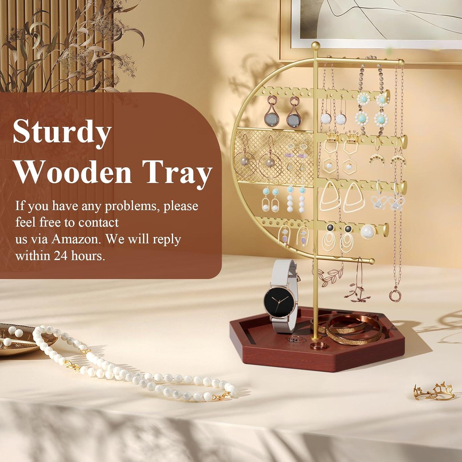 Organizador de Joyas Gintan Marrón, Soporte para Collares y Aretes
