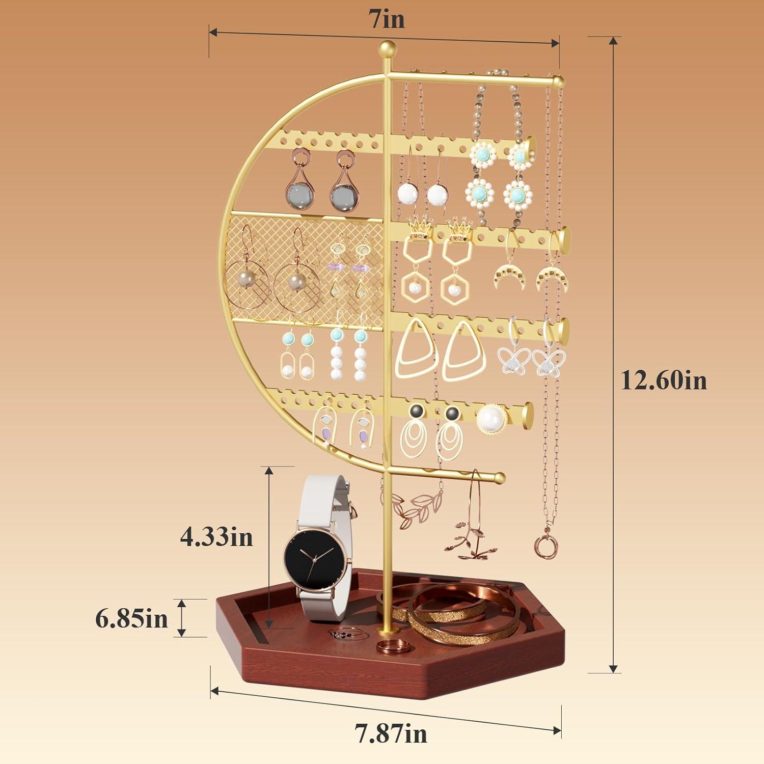 Organizador de Joyas Gintan Marrón, Soporte para Collares y Aretes