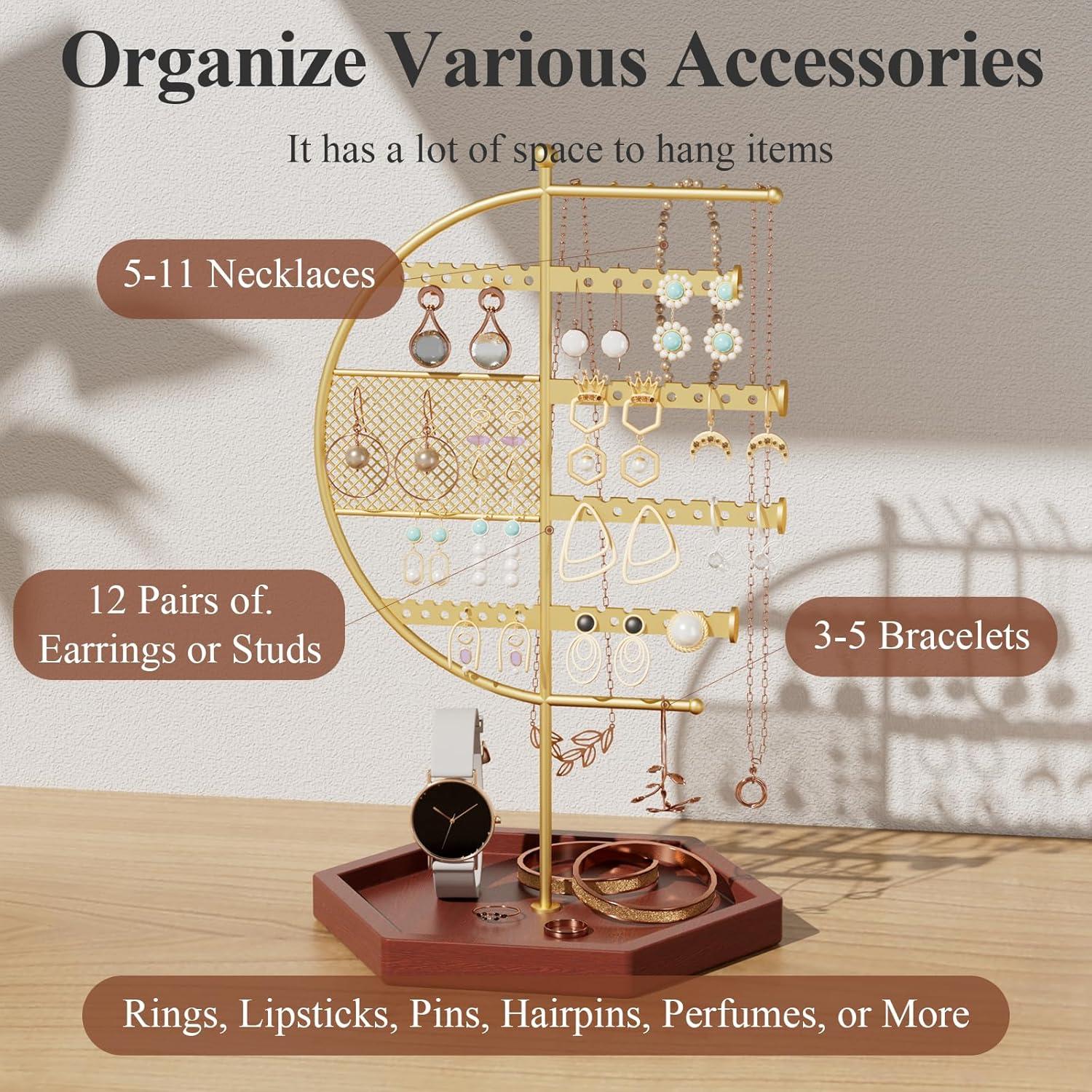 Organizador de Joyas Gintan Marrón, Soporte para Collares y Aretes