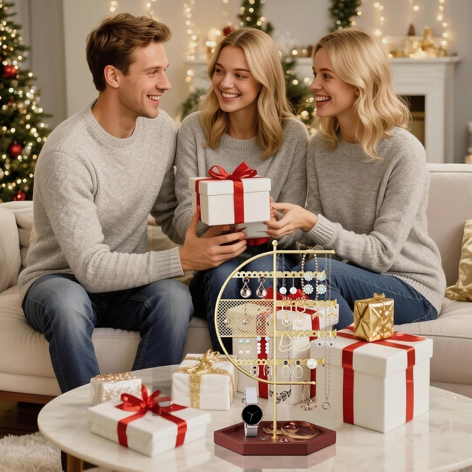 Organizador de Joyas Gintan Marrón, Soporte para Collares y Aretes