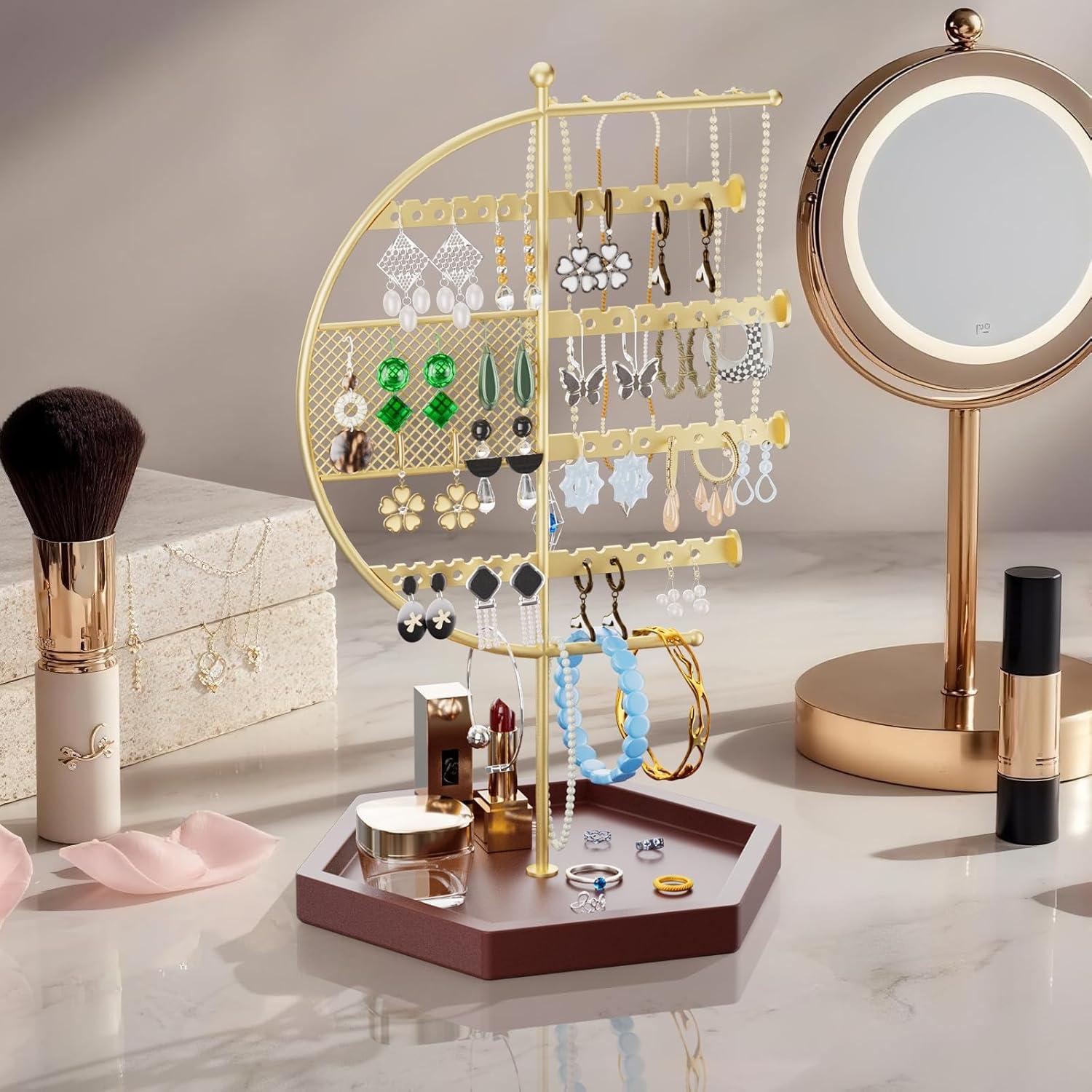 Organizador de Joyas Gintan Marrón, Soporte para Collares y Aretes