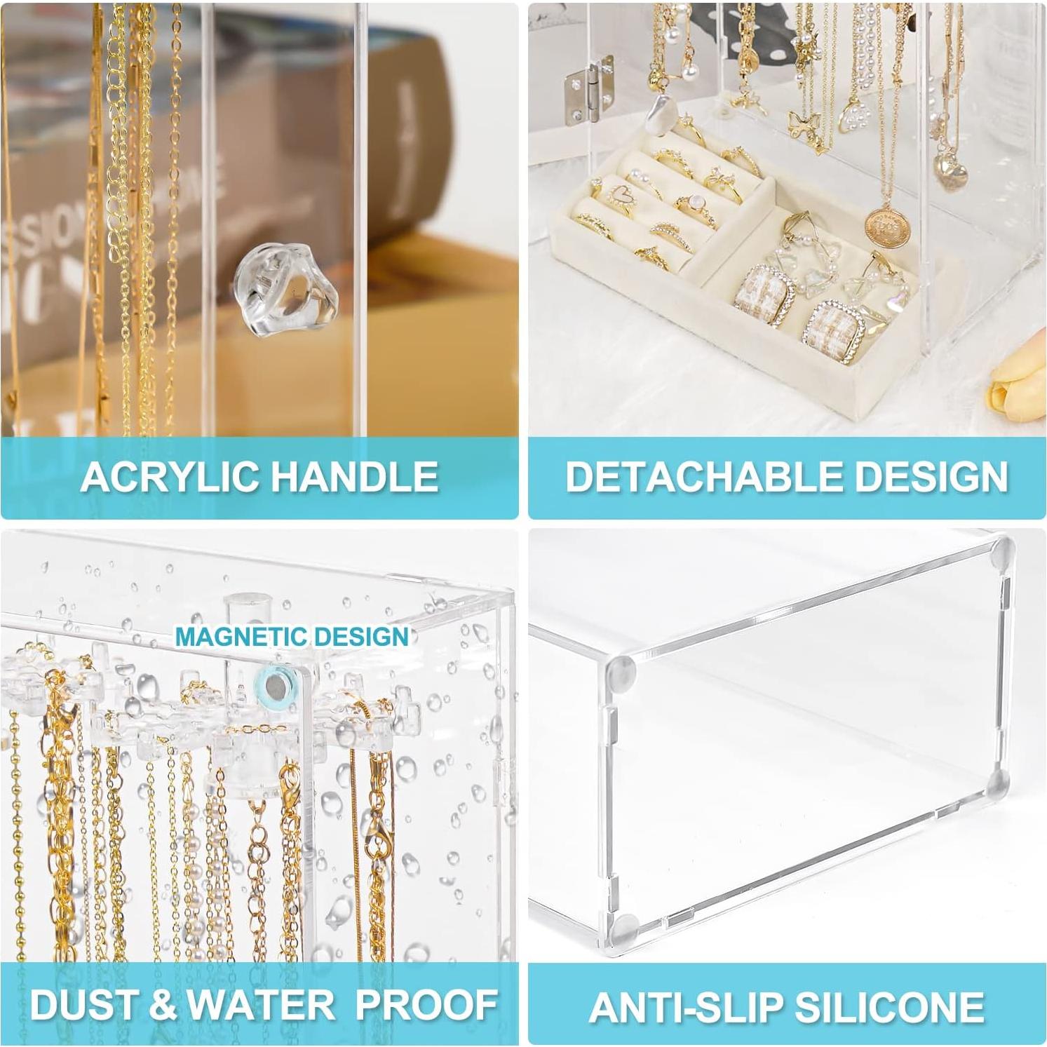 Soporte para Collares Acrílico Cirhy con Bandeja de Terciopelo
