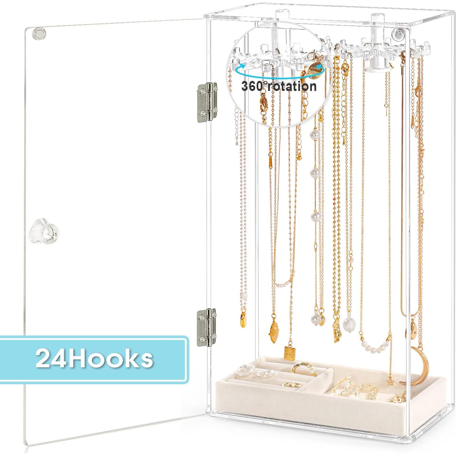 Soporte para Collares Acrílico Cirhy con Bandeja de Terciopelo
