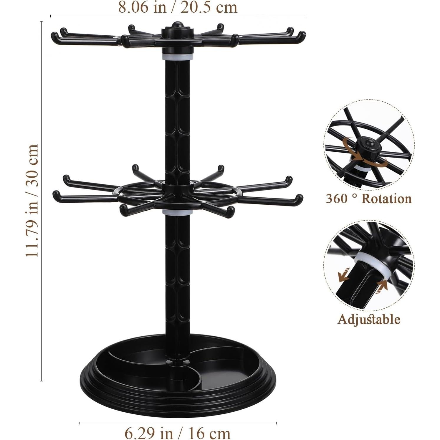 Soporte de Joyería Rotativo AOKWAWALIY Negro 30x20.5cm