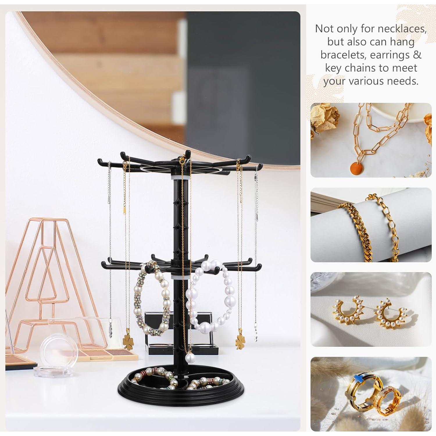 Soporte de Joyería Rotativo AOKWAWALIY Negro 30x20.5cm