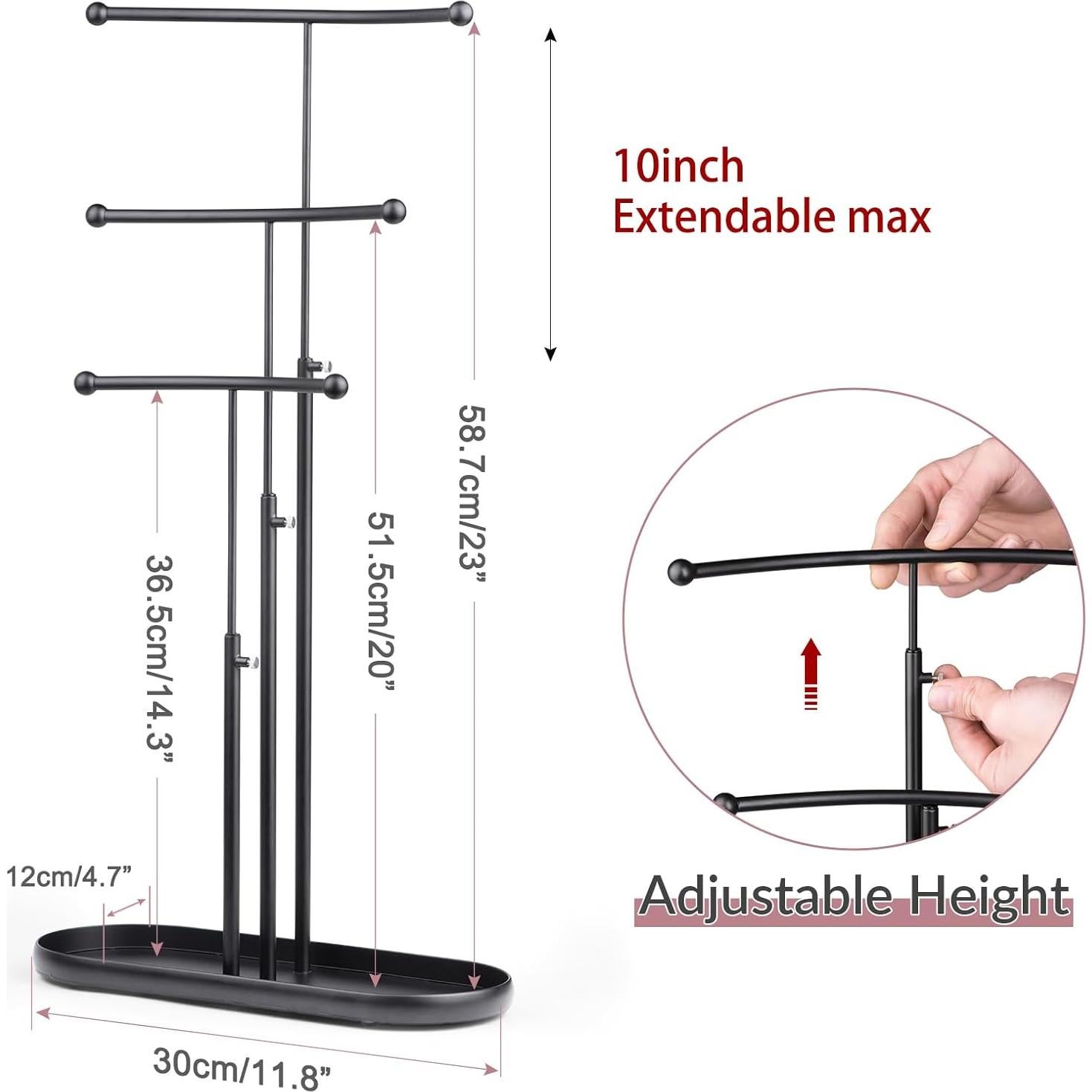 Organizador de Joyería SZQINJI, Soporte de Metal Ajustable 3 Niveles